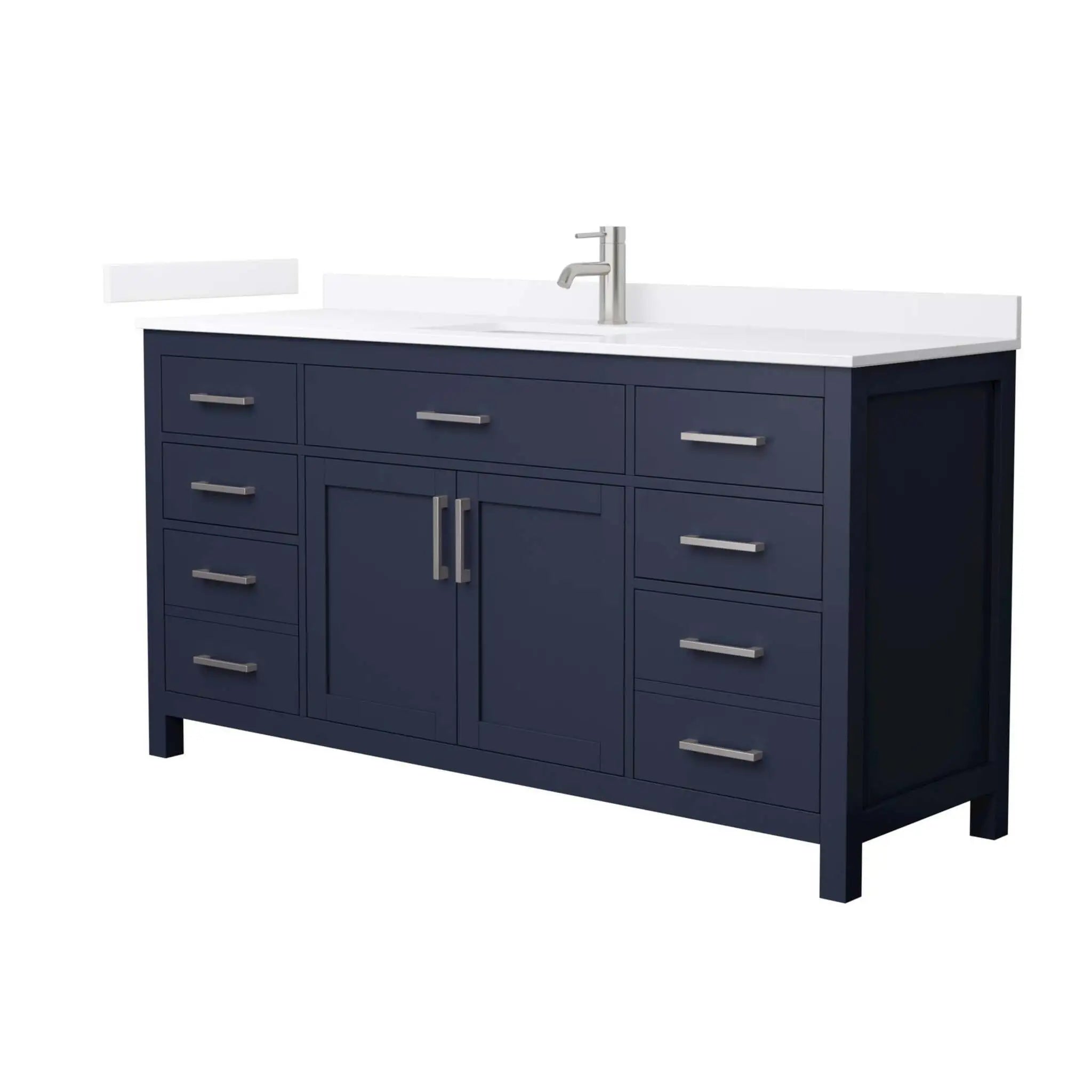 66" Beckett Single Bathroom Vanity in Dark Blue with Brushed Nickel Trim by Wyndham