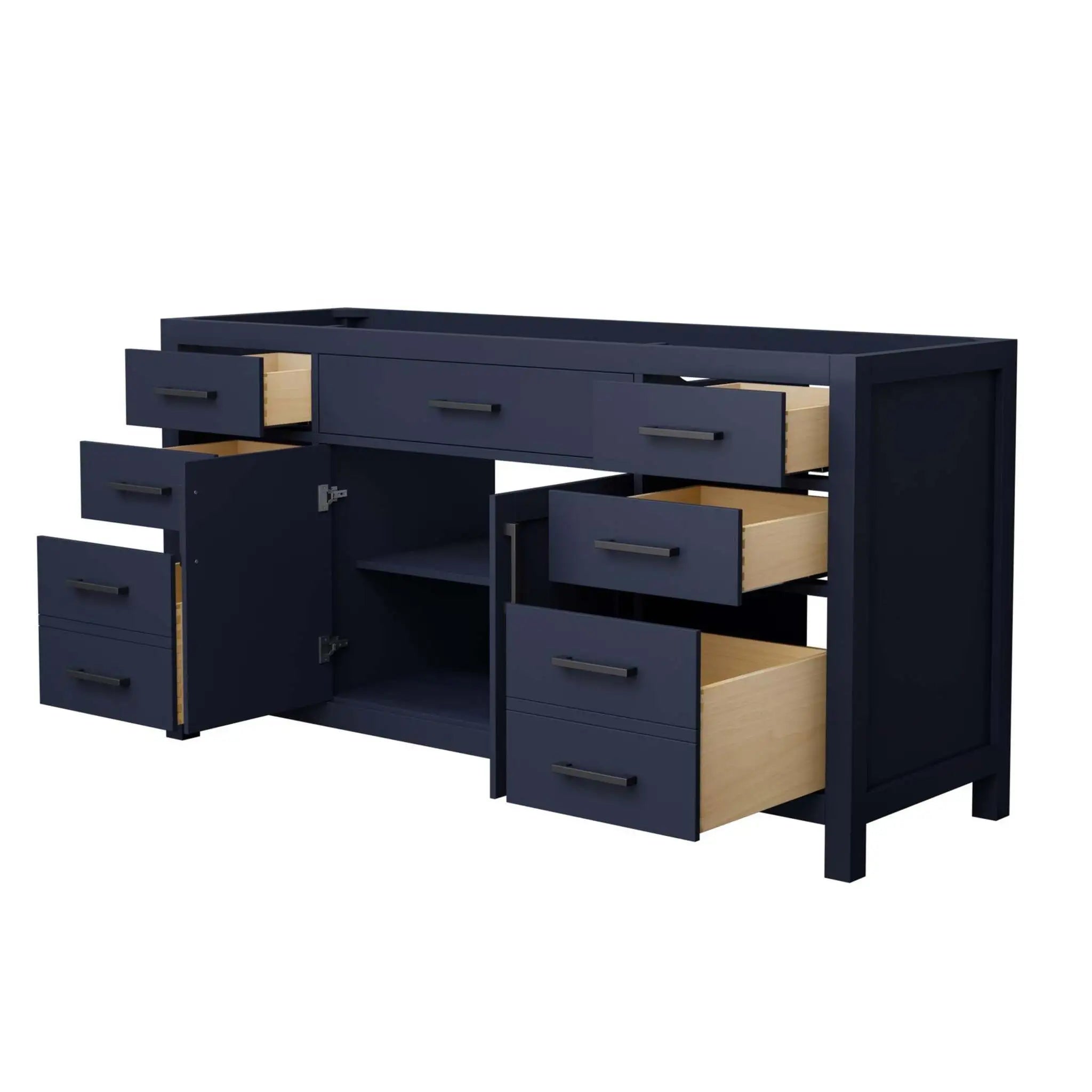 66" Beckett Single Bathroom Vanity in Dark Blue with Matte Black Trim by Wyndham