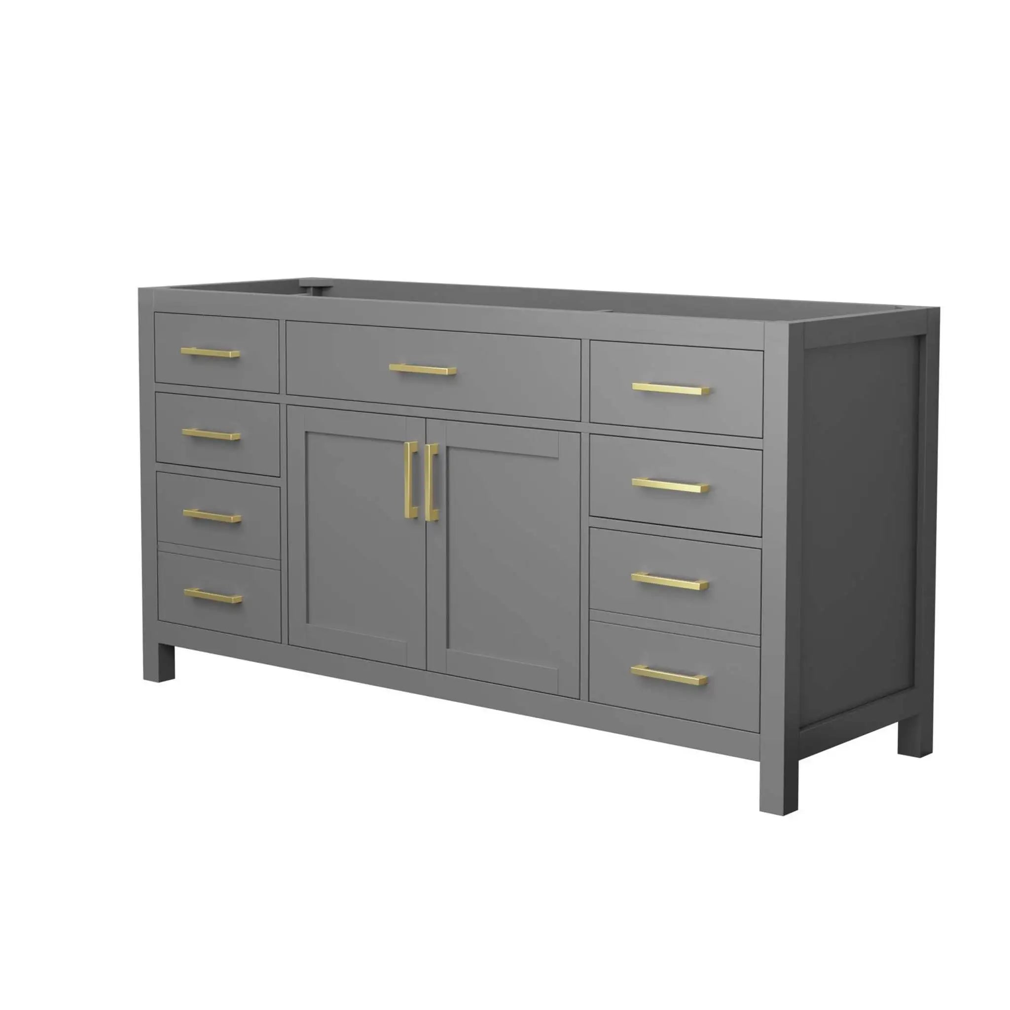 66" Beckett Single Bathroom Vanity in Dark Gray with Brushed Gold Trim by Wyndham