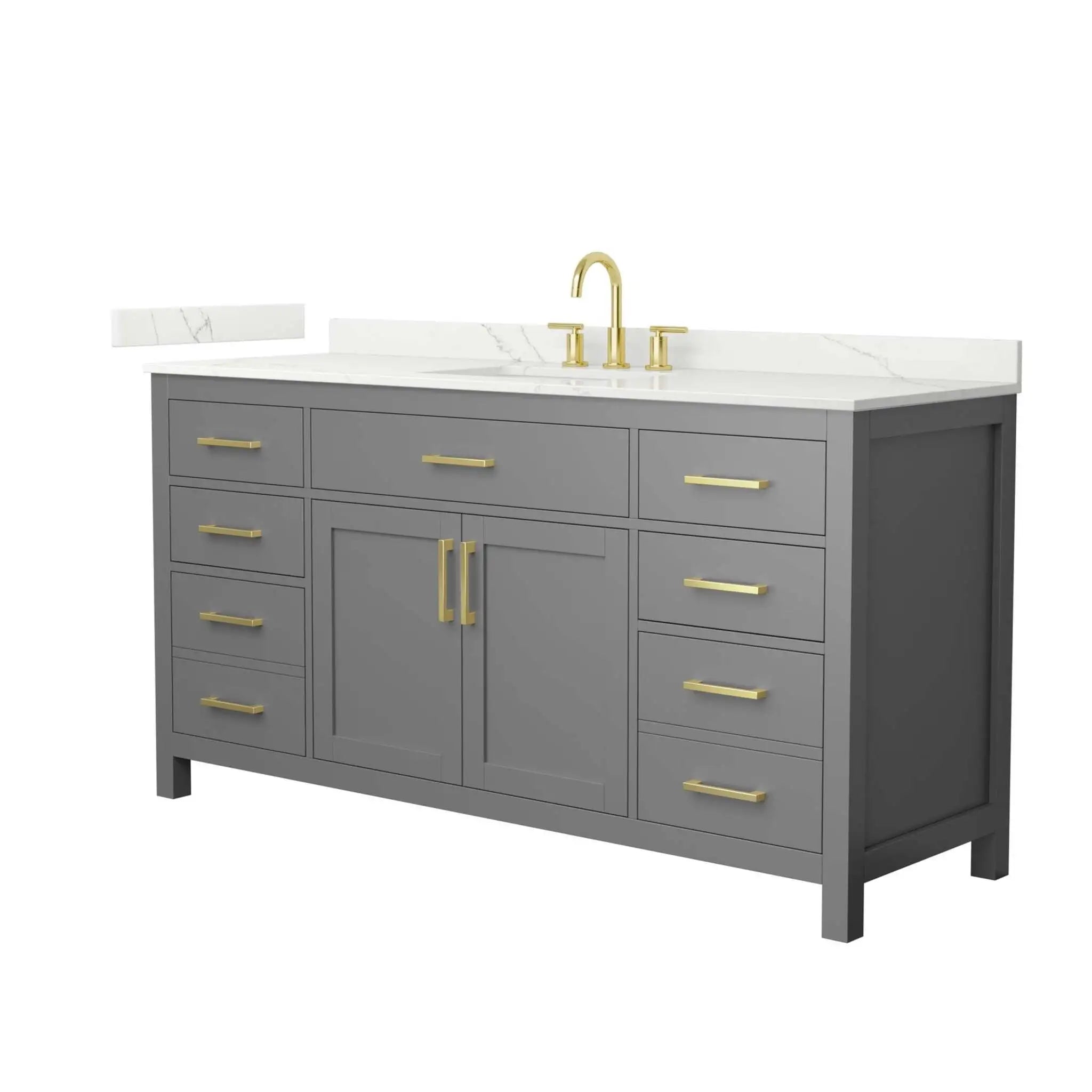 66" Beckett Single Bathroom Vanity in Dark Gray with Brushed Gold Trim by Wyndham