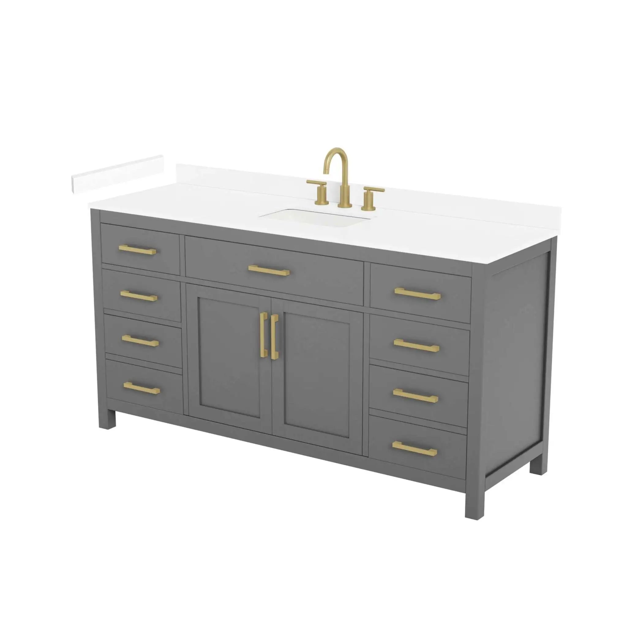 66" Beckett Single Bathroom Vanity in Dark Gray with Brushed Gold Trim by Wyndham