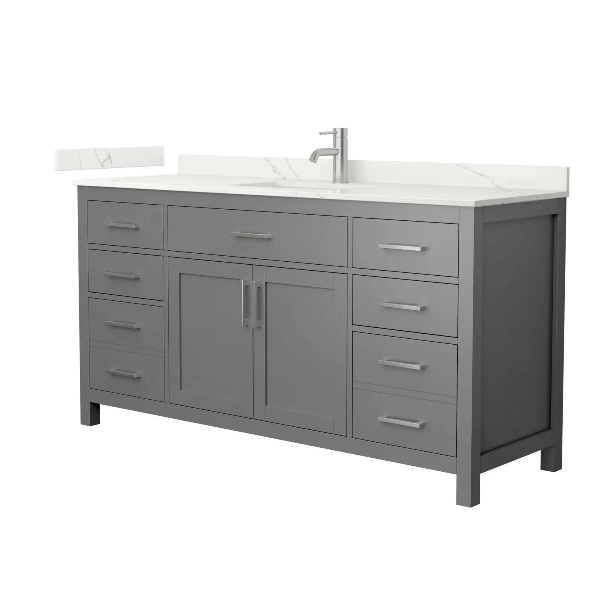 66" Beckett Single Bathroom Vanity in Dark Gray with Brushed Nickel Trim by Wyndham
