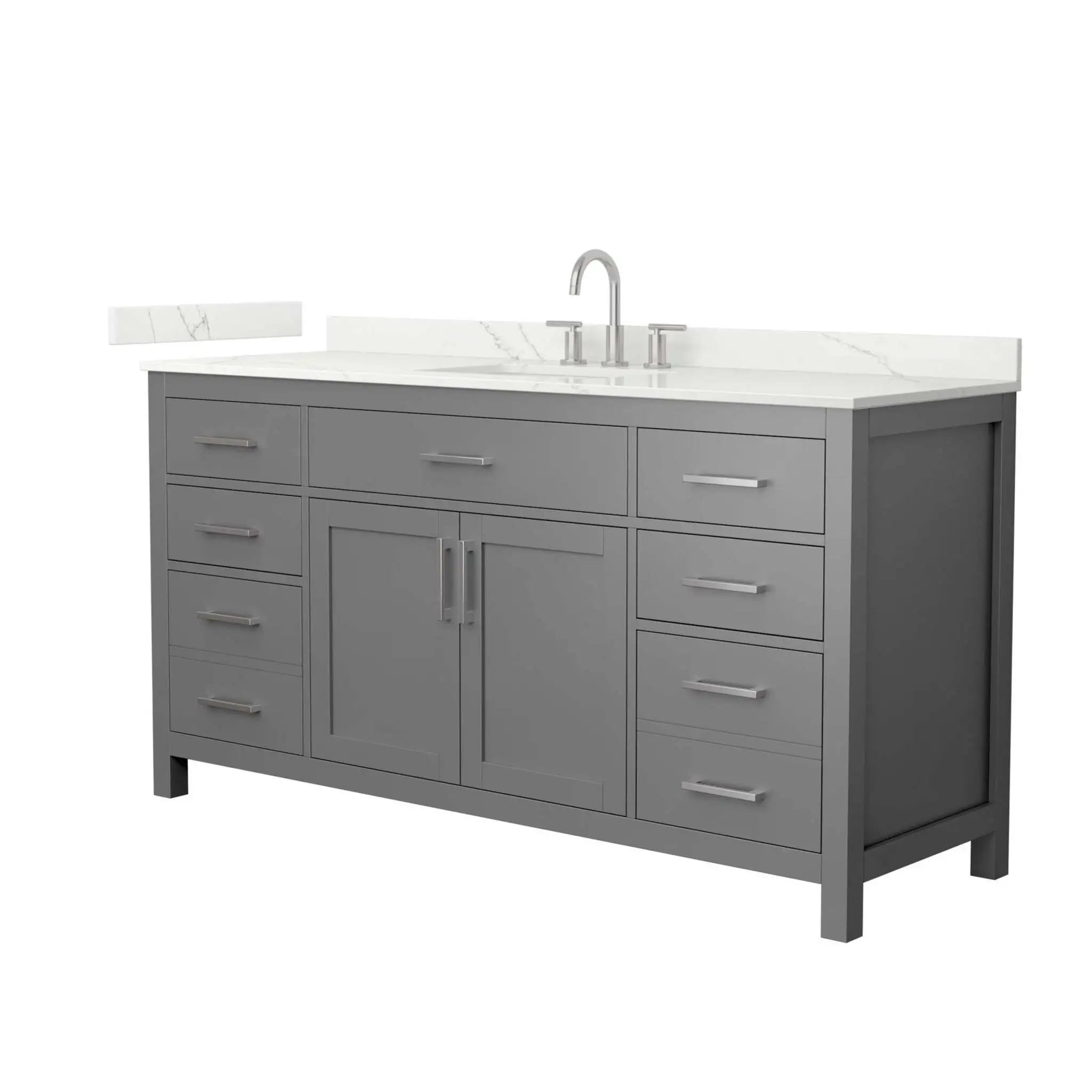 66" Beckett Single Bathroom Vanity in Dark Gray with Brushed Nickel Trim by Wyndham
