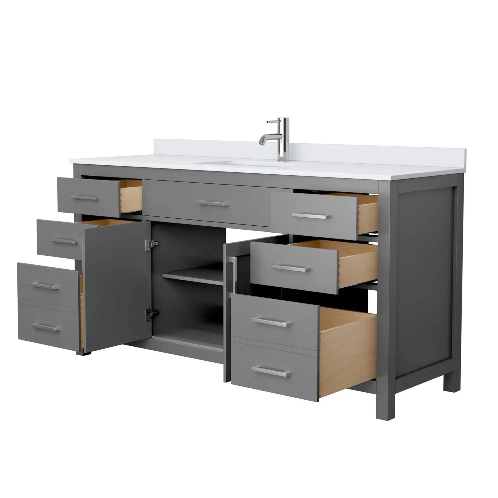 66" Beckett Single Bathroom Vanity in Dark Gray with Brushed Nickel Trim by Wyndham