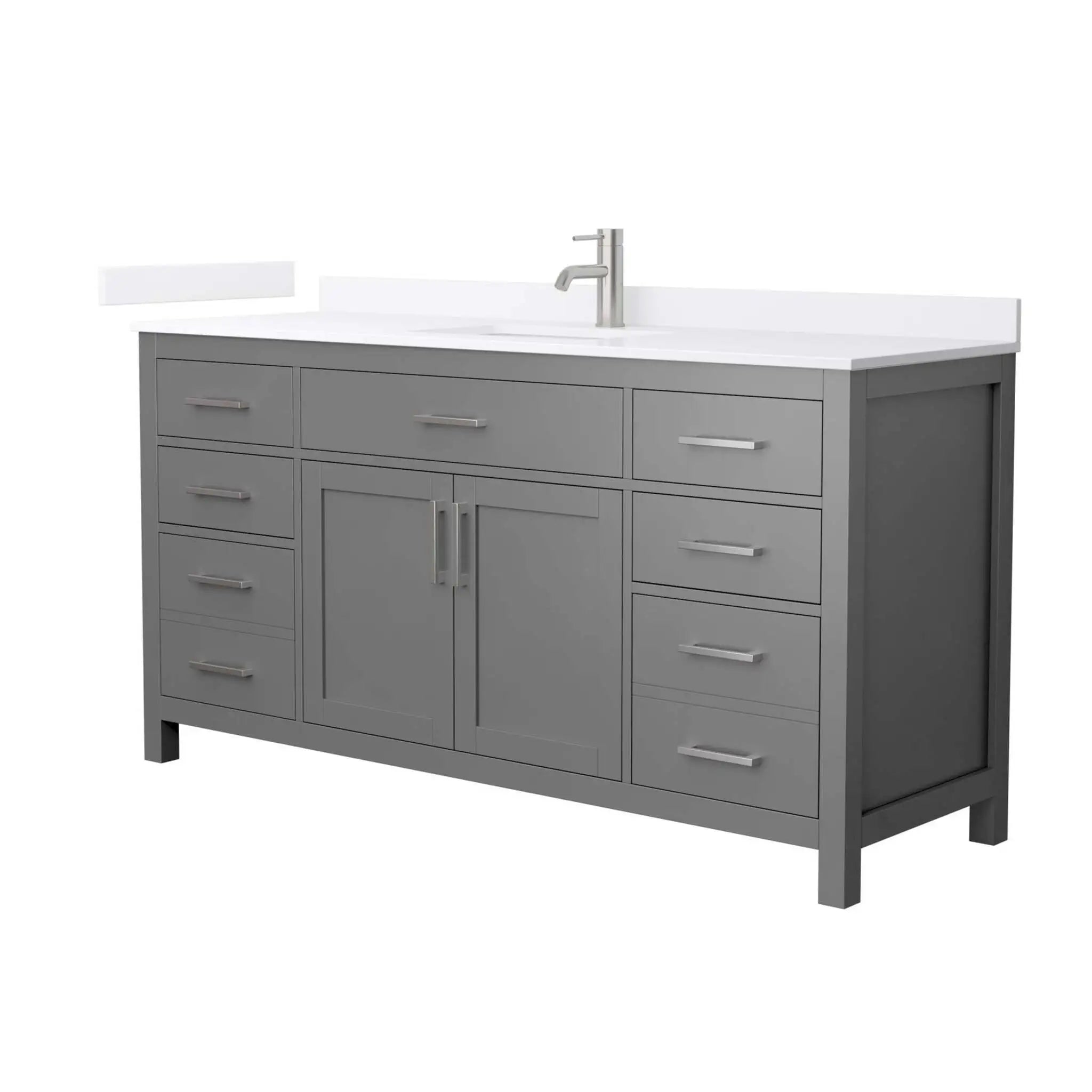 66" Beckett Single Bathroom Vanity in Dark Gray with Brushed Nickel Trim by Wyndham