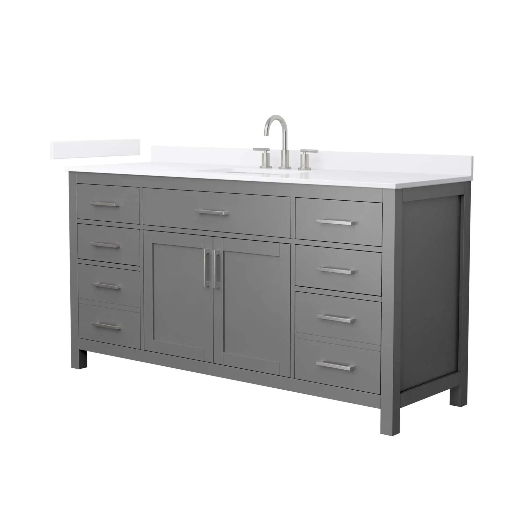66" Beckett Single Bathroom Vanity in Dark Gray with Brushed Nickel Trim by Wyndham