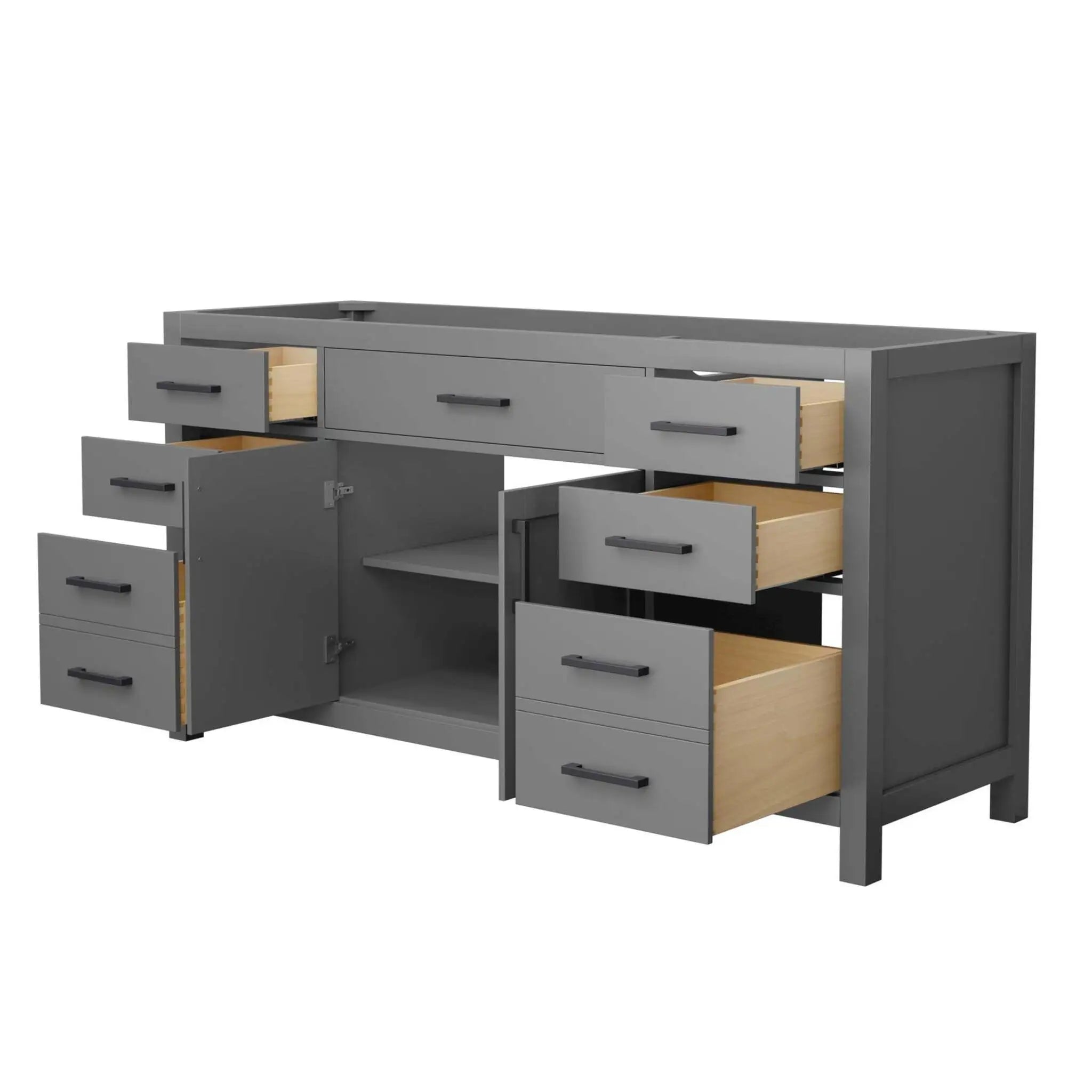 66" Beckett Single Bathroom Vanity in Dark Gray with Matte Black Trim by Wyndham