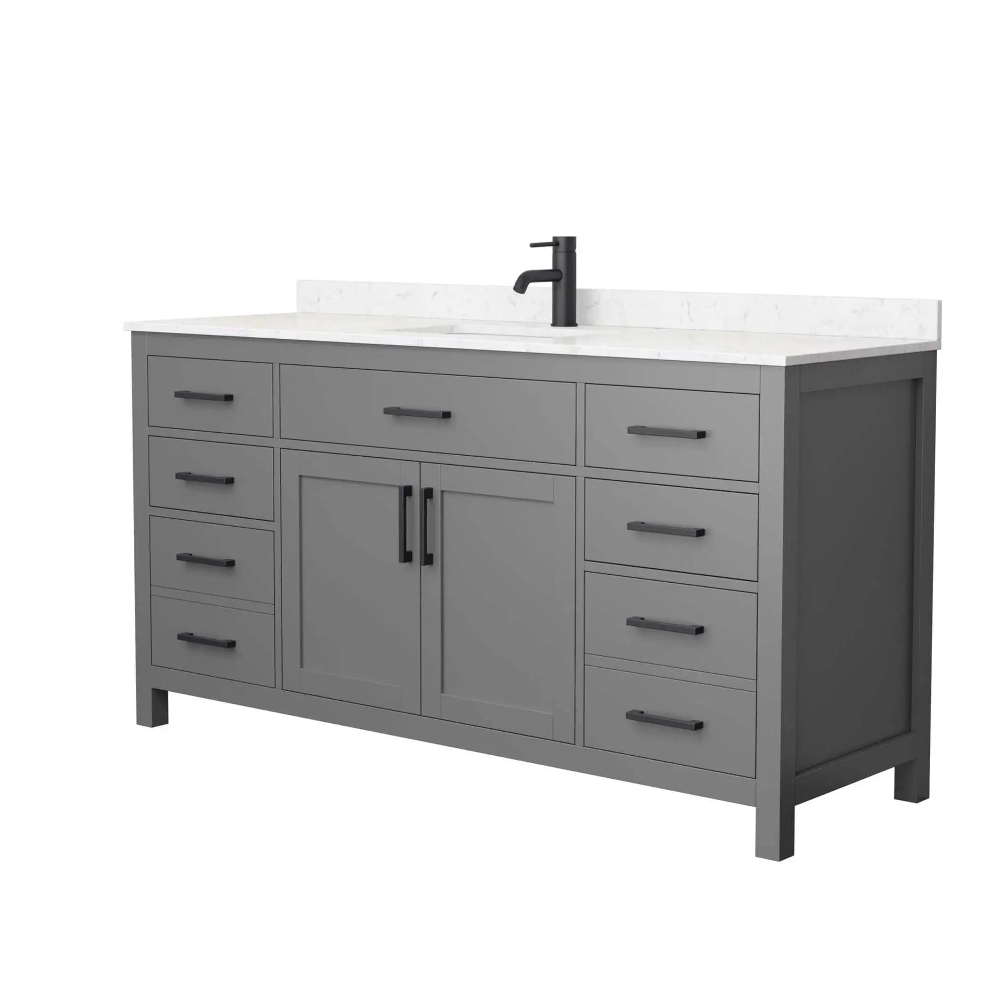 66" Beckett Single Bathroom Vanity in Dark Gray with Matte Black Trim by Wyndham