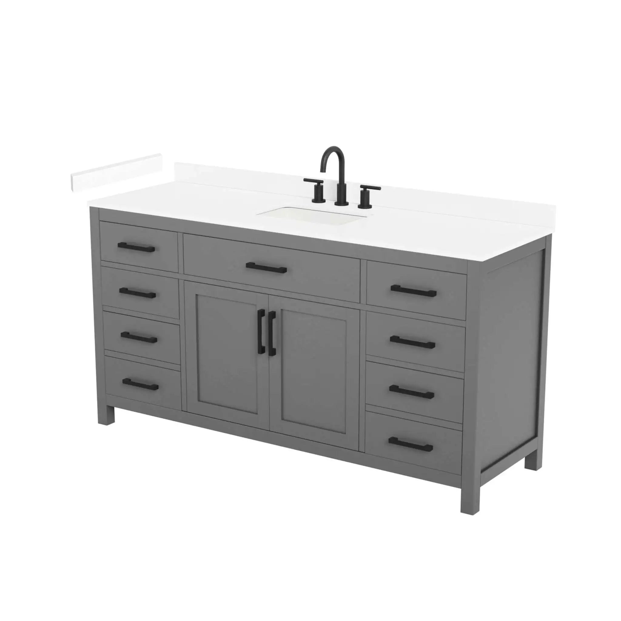 66" Beckett Single Bathroom Vanity in Dark Gray with Matte Black Trim by Wyndham