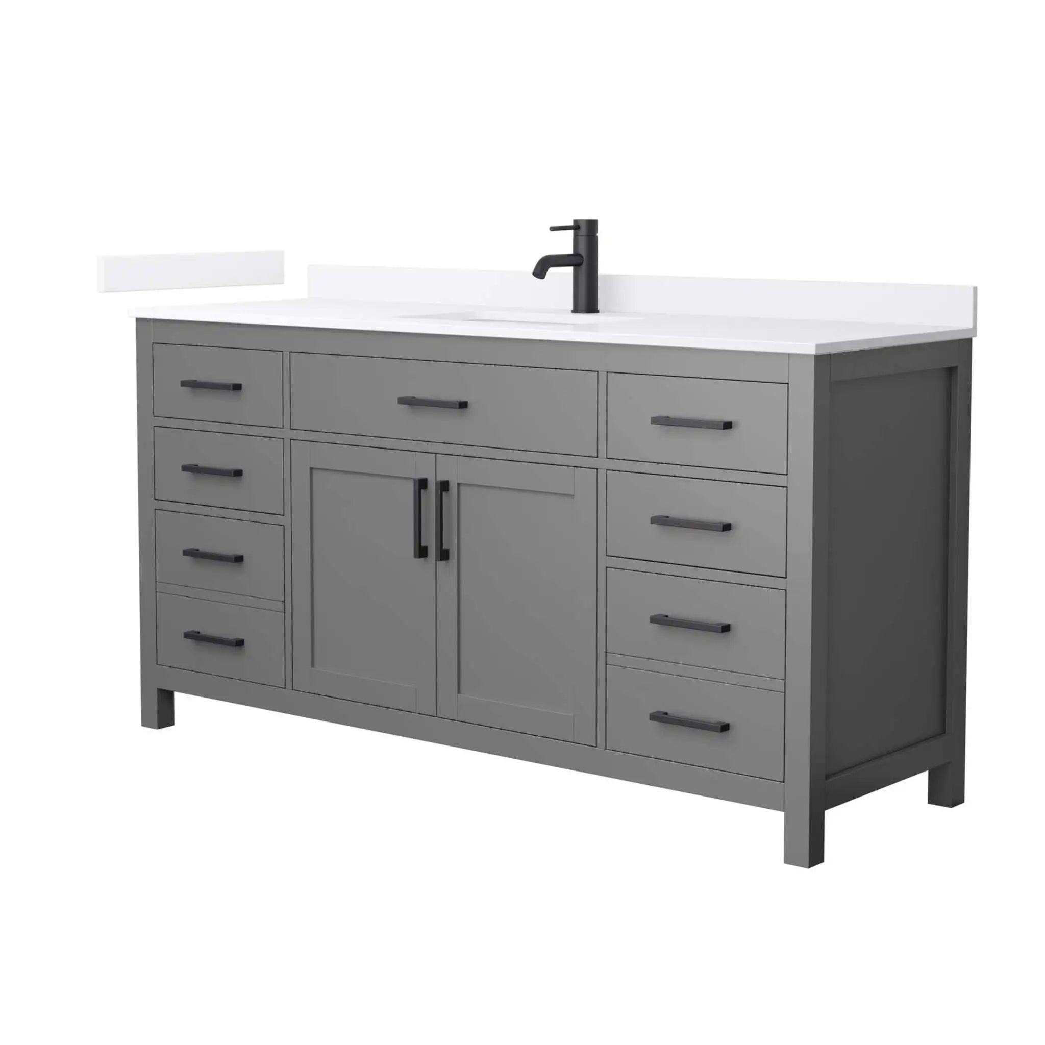 66" Beckett Single Bathroom Vanity in Dark Gray with Matte Black Trim by Wyndham