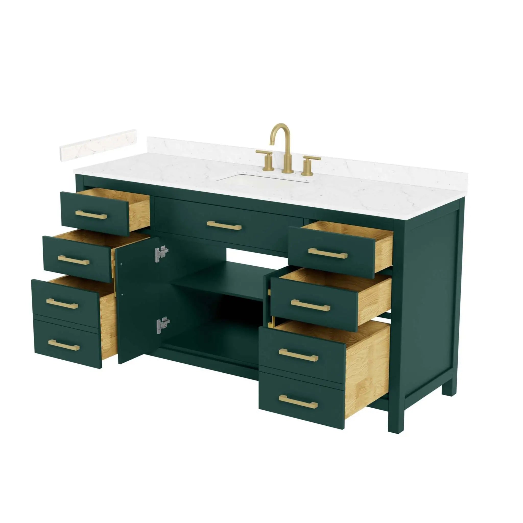 66" Beckett Single Bathroom Vanity in Green with Brushed Gold Trim by Wyndham