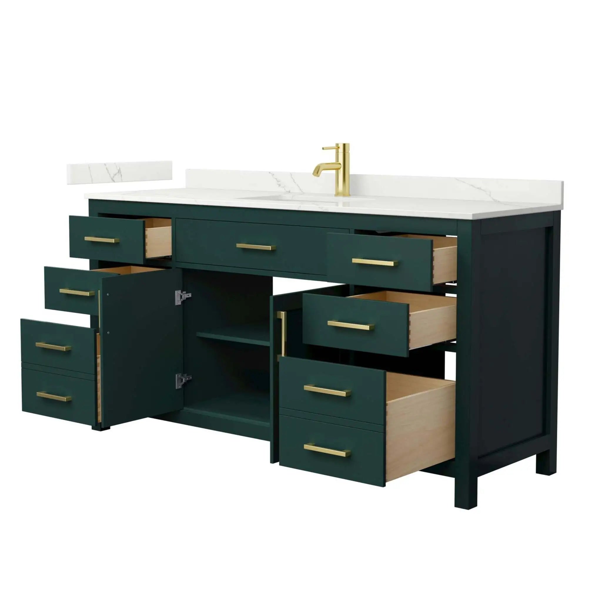 66" Beckett Single Bathroom Vanity in Green with Brushed Gold Trim by Wyndham