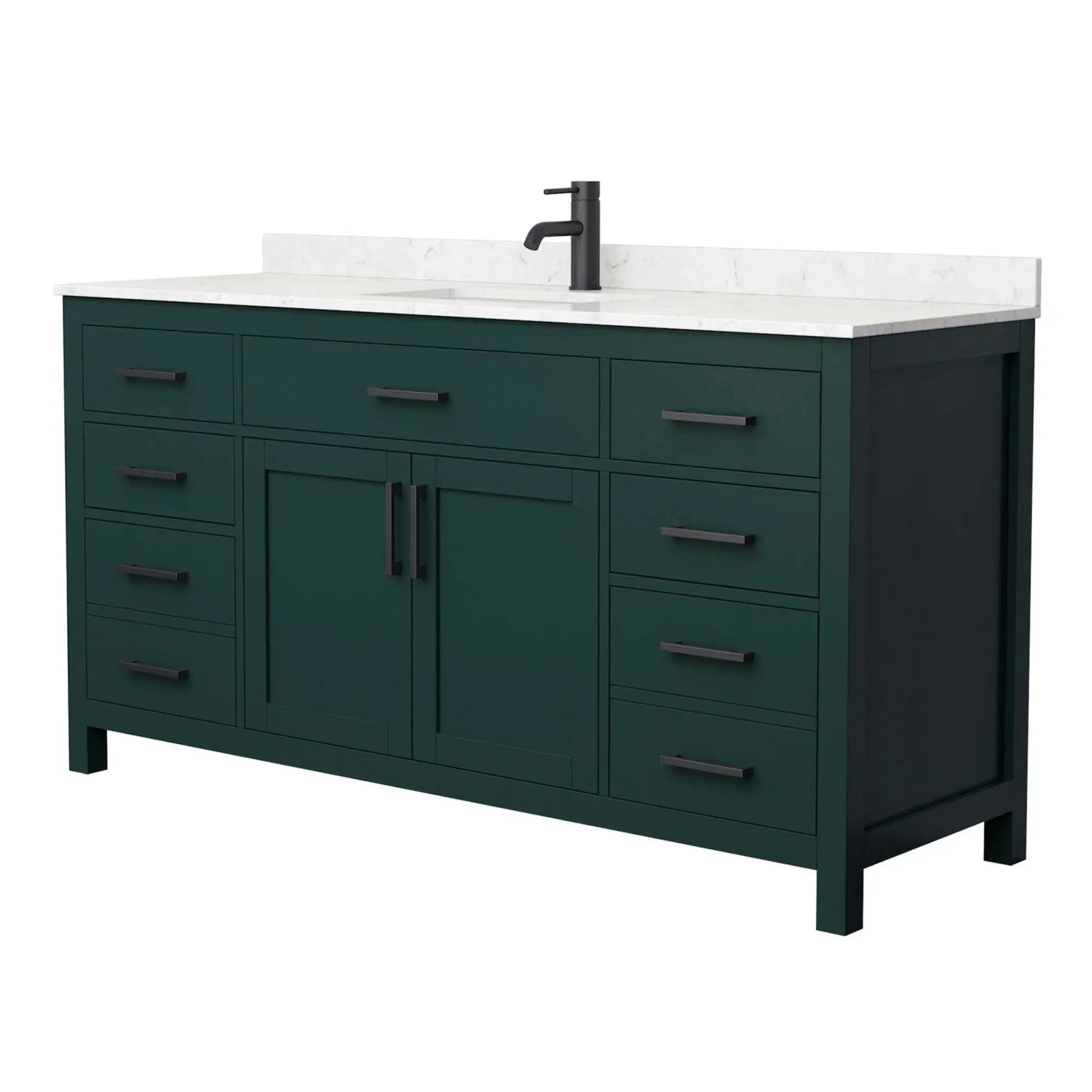 66" Beckett Single Bathroom Vanity in Green with Matte Black Trim by Wyndham