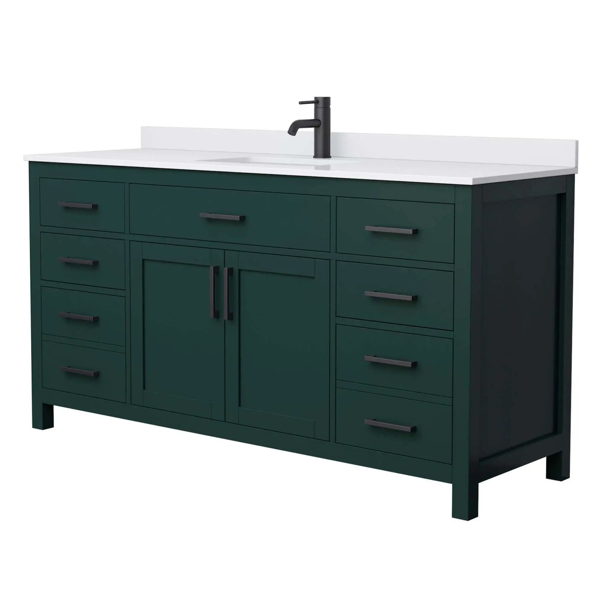 66" Beckett Single Bathroom Vanity in Green with Matte Black Trim by Wyndham