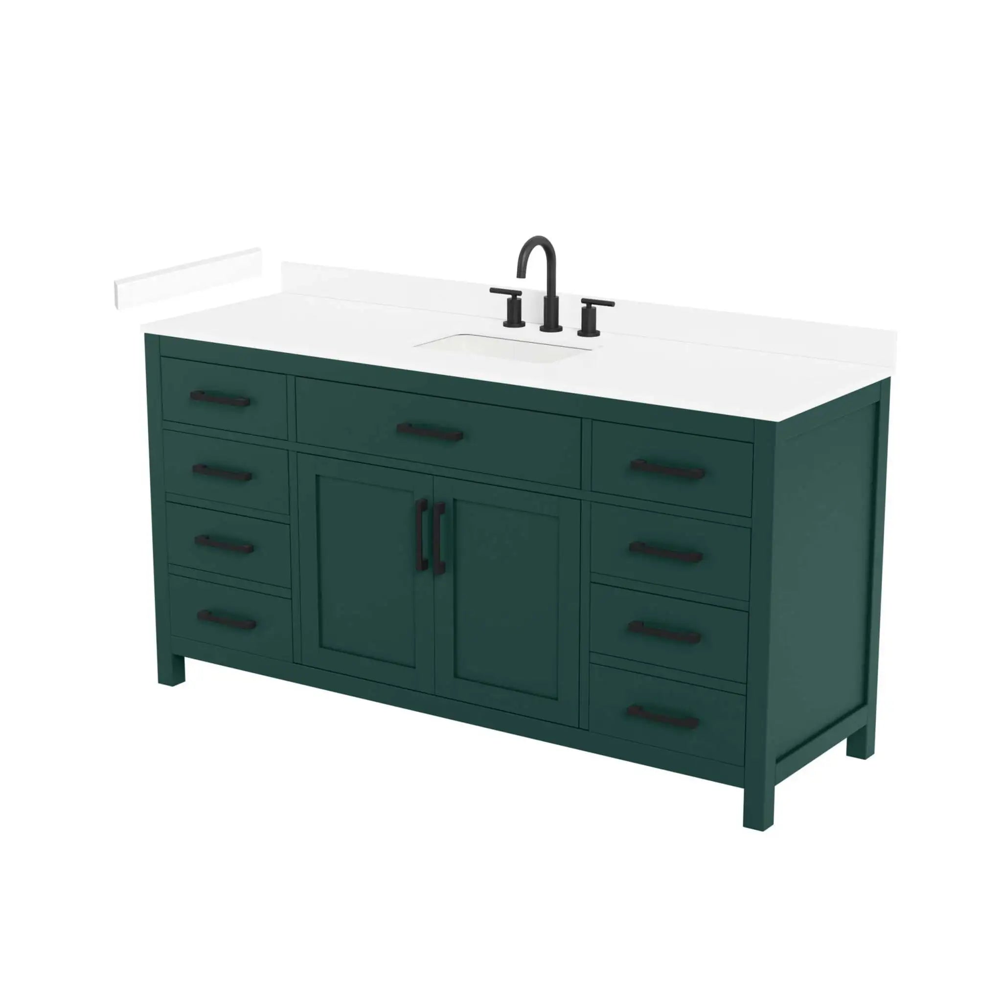 66" Beckett Single Bathroom Vanity in Green with Matte Black Trim by Wyndham