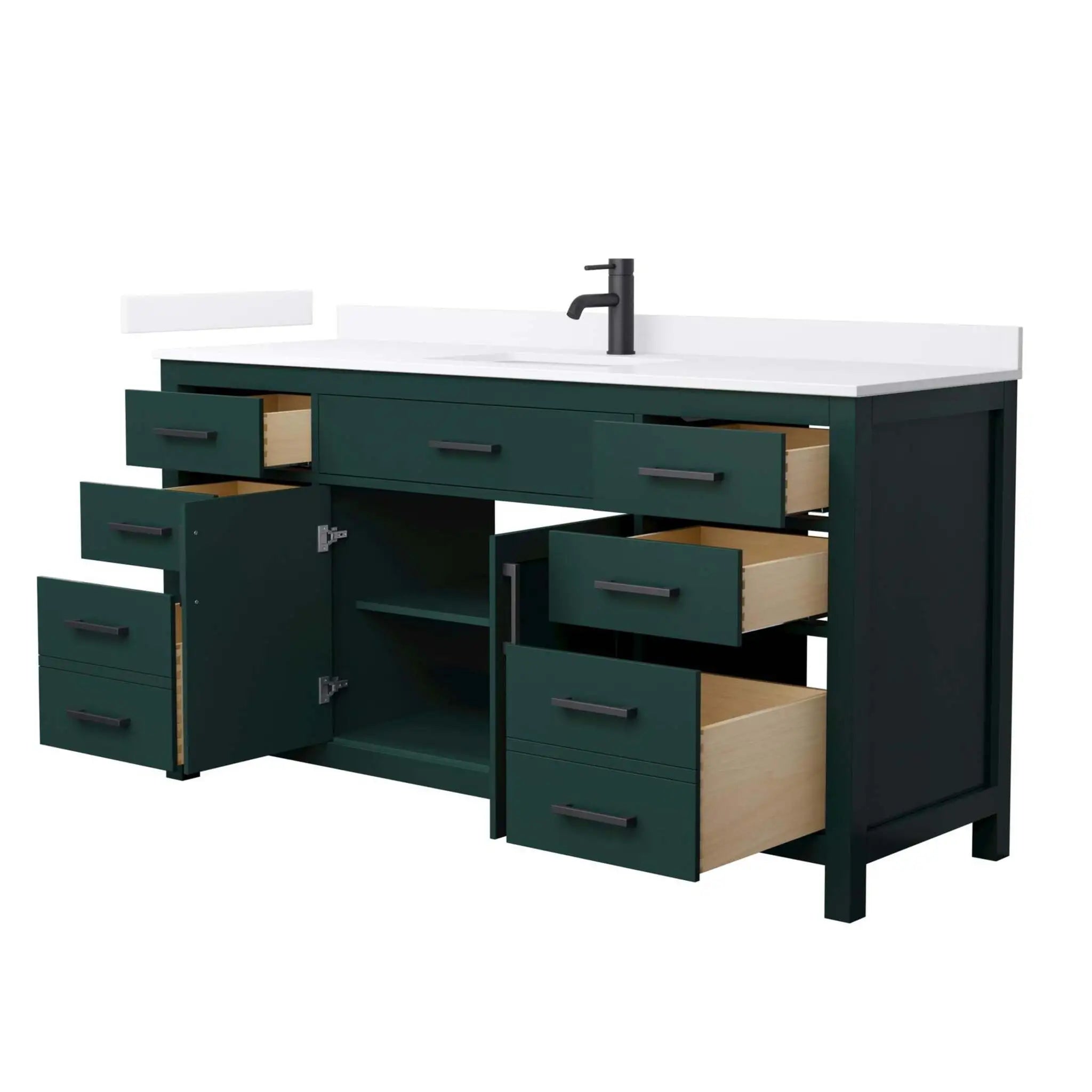 66" Beckett Single Bathroom Vanity in Green with Matte Black Trim by Wyndham