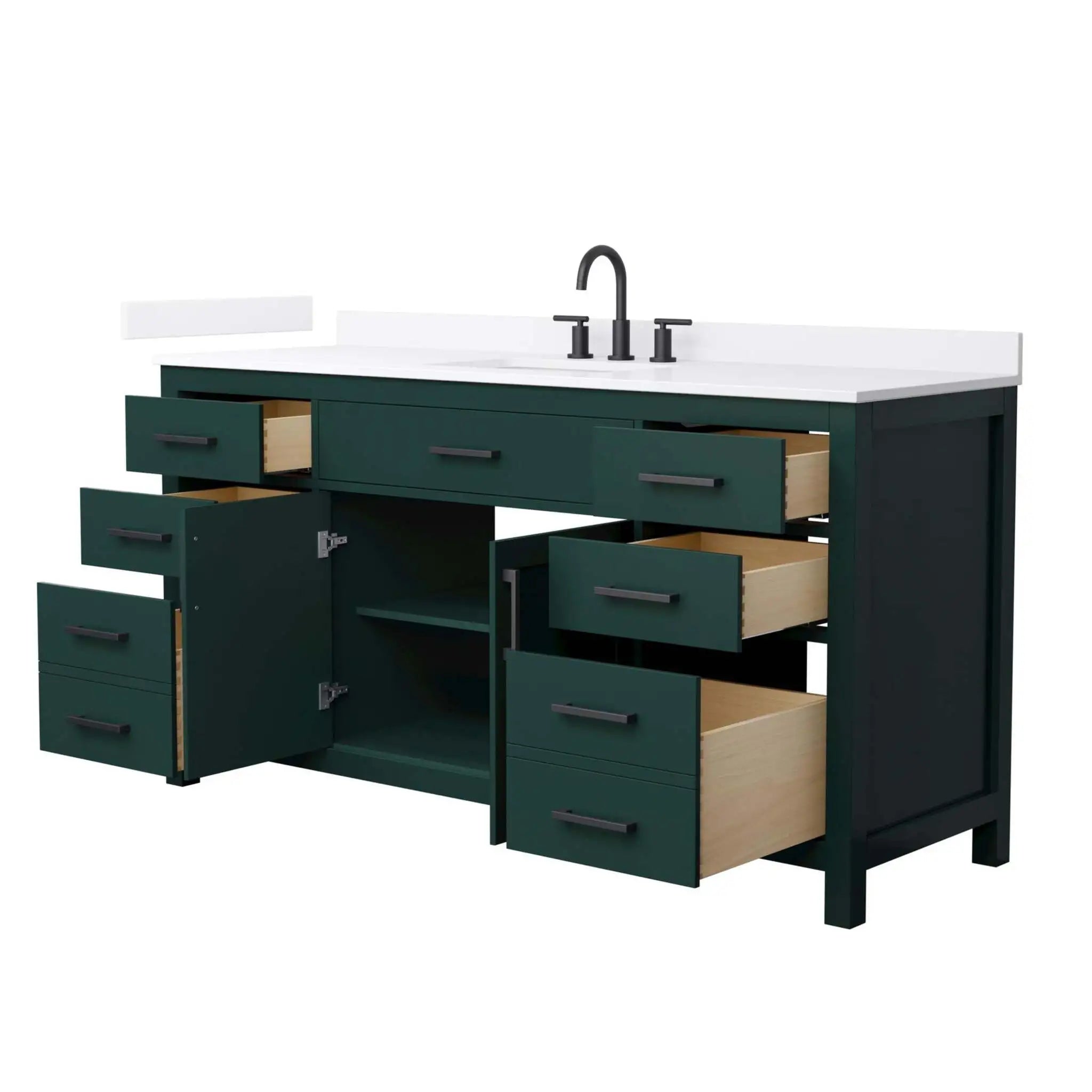 66" Beckett Single Bathroom Vanity in Green with Matte Black Trim by Wyndham