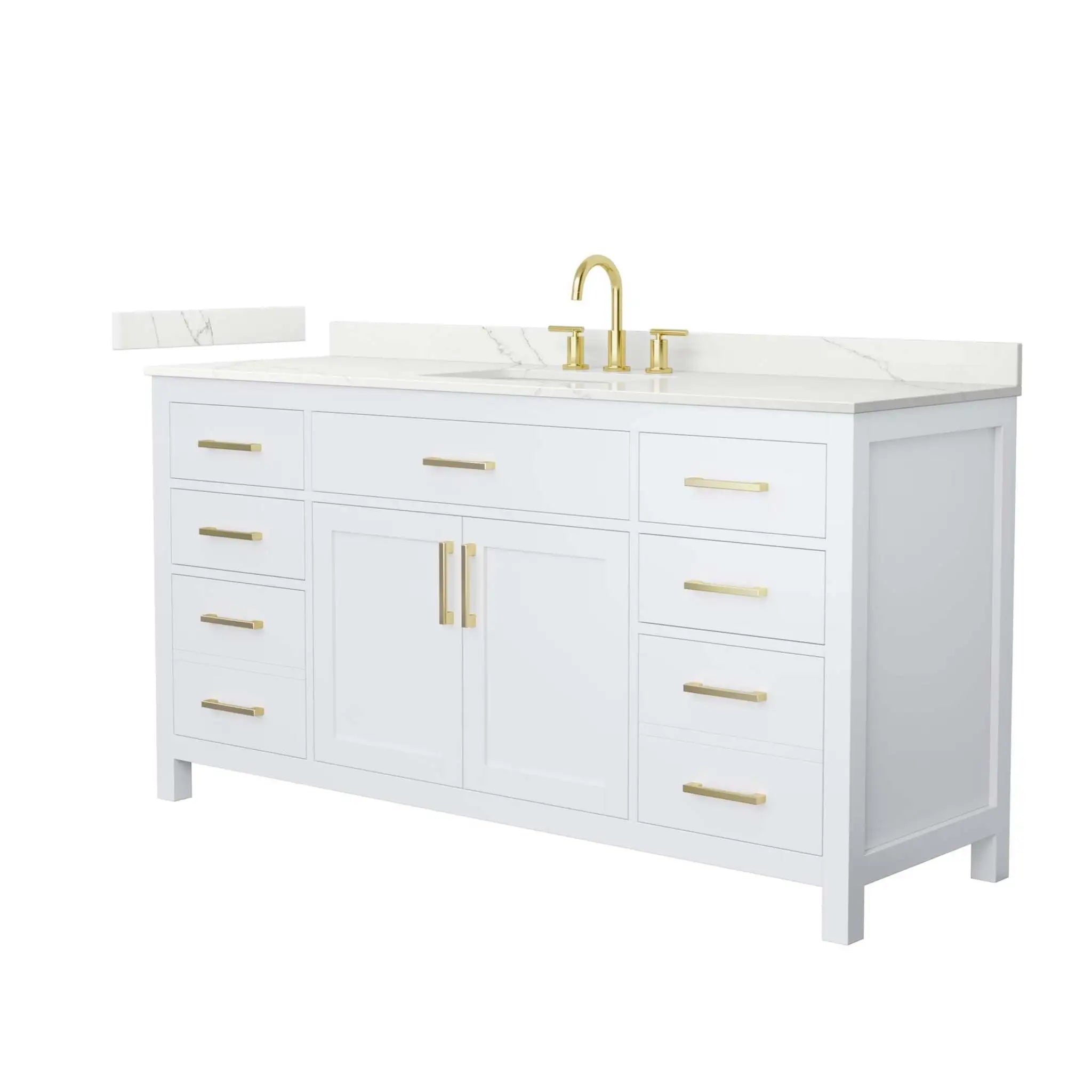 66" Beckett Single Bathroom Vanity in White with Brushed Gold Trim by Wyndham