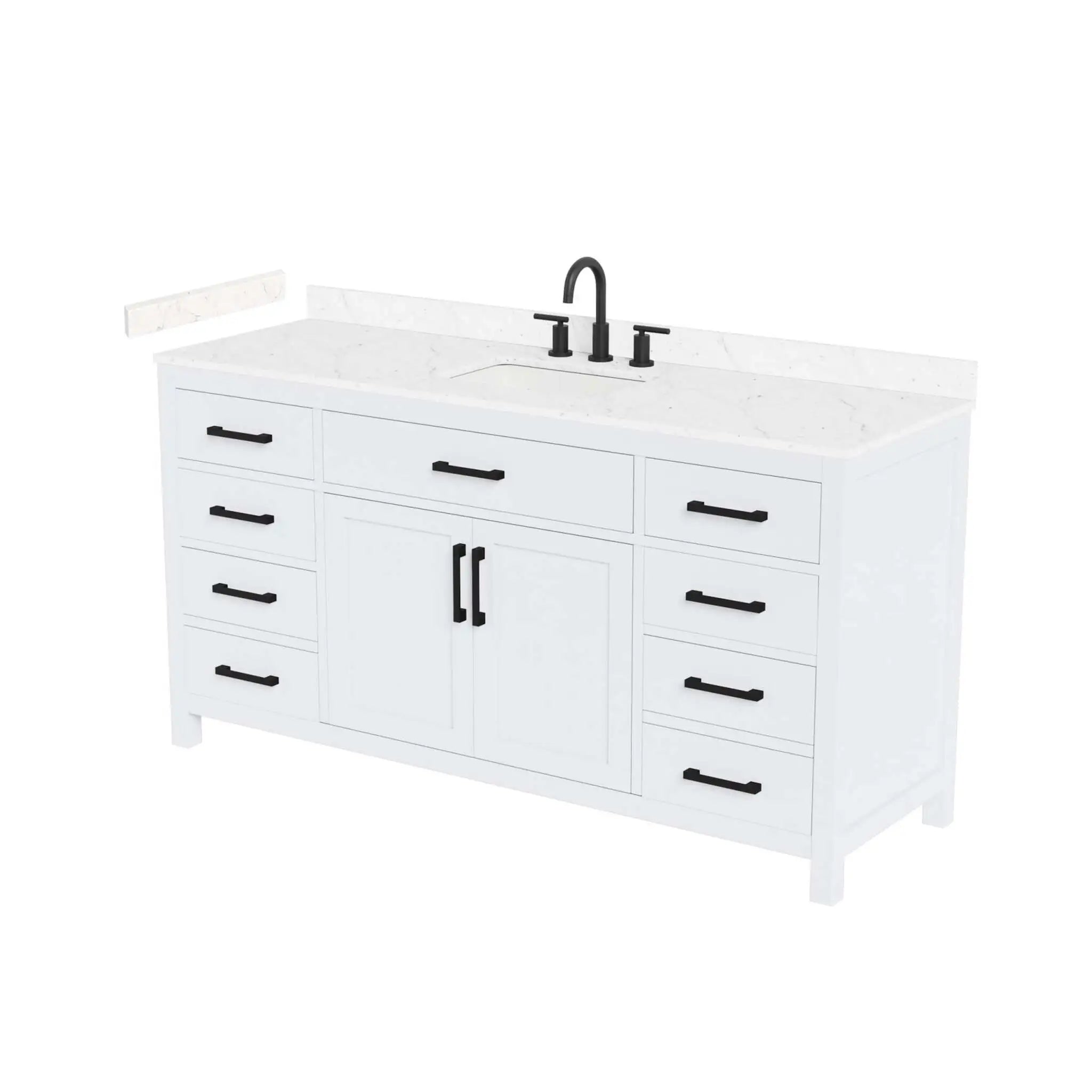 66" Beckett Single Bathroom Vanity in White with Matte Black Trim by Wyndham