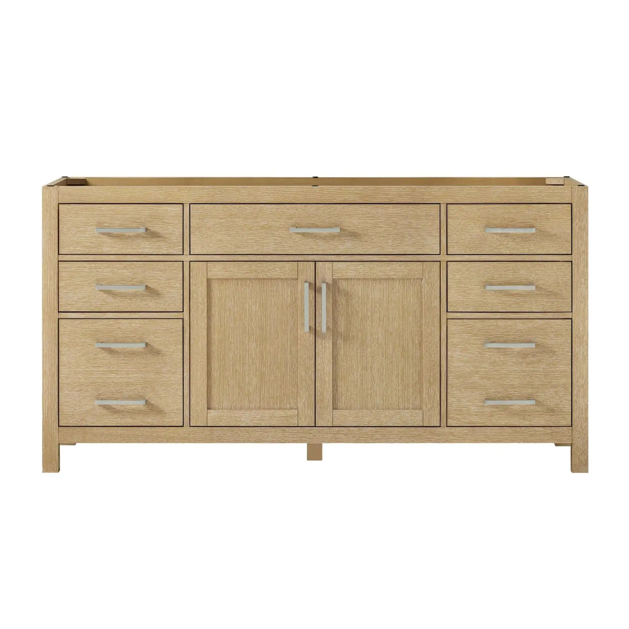 66" Beckett Single Bathroom Vanity in Whitewashed Oak with Brushed Nickel Trim by Wyndham