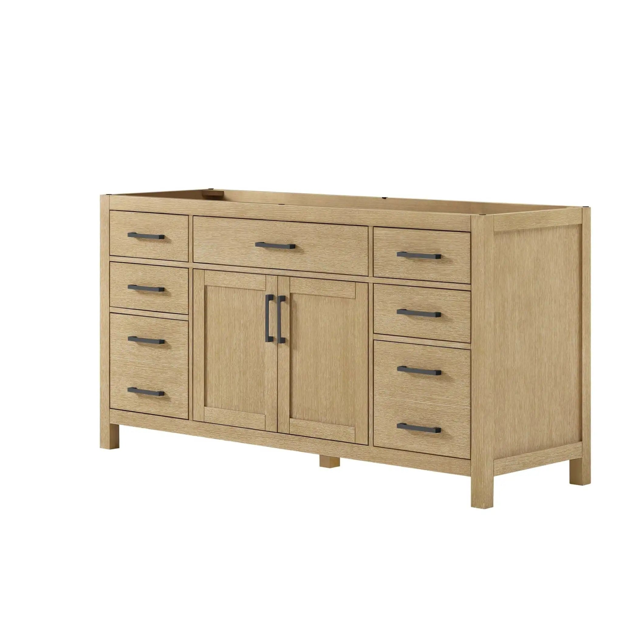 66" Beckett Single Bathroom Vanity in Whitewashed Oak with Matte Black Trim by Wyndham