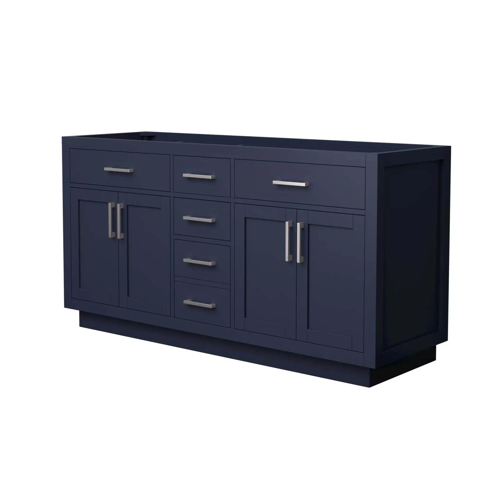 66" Beckett TK Beckett Double Bathroom Vanity with Toe Kick in Dark Blue with Brushed Nickel Trim by Wyndham