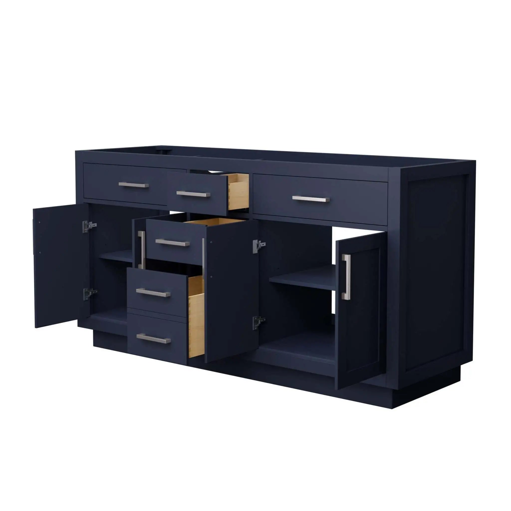 66" Beckett TK Beckett Double Bathroom Vanity with Toe Kick in Dark Blue with Brushed Nickel Trim by Wyndham