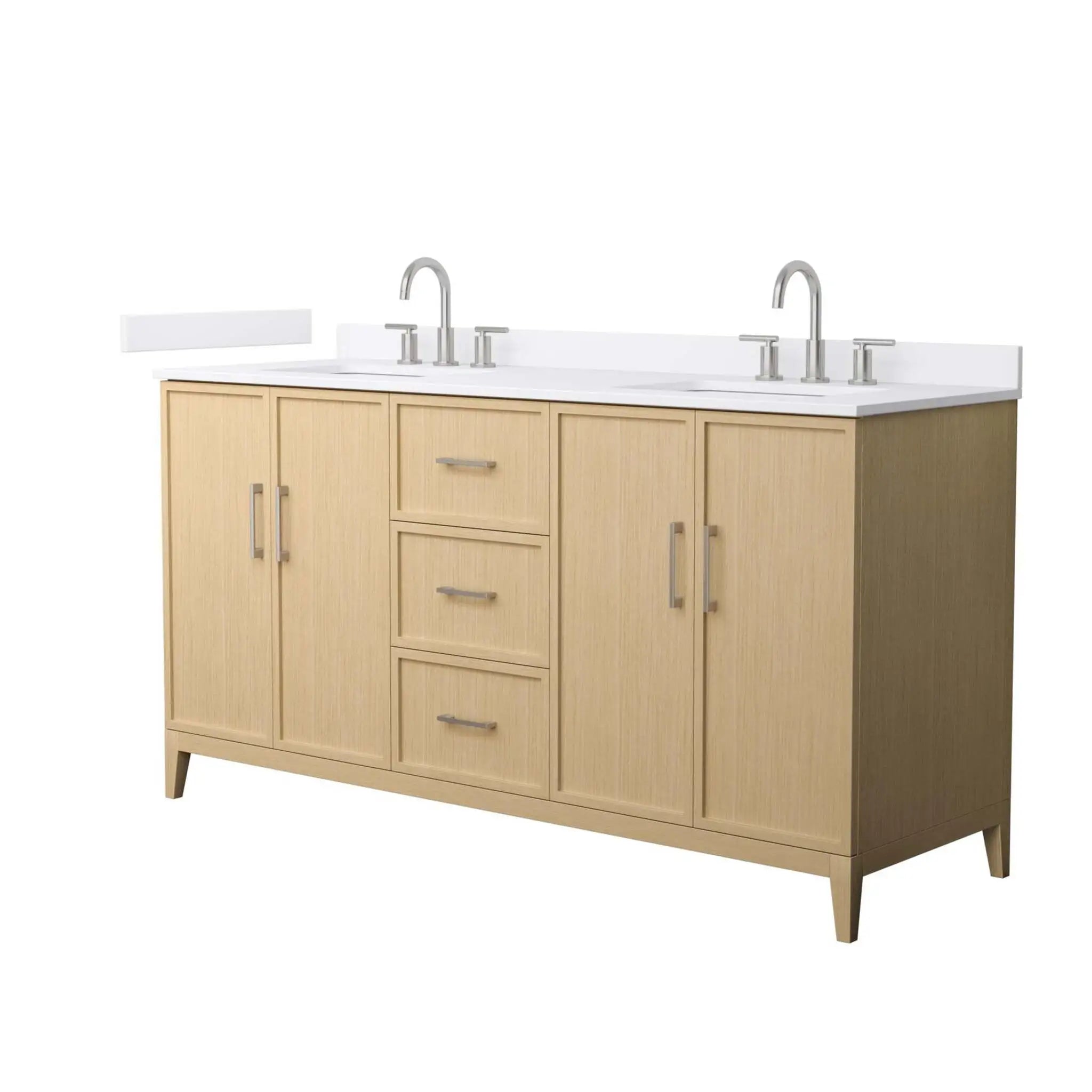 66" Elan Double Bathroom Vanity in White Oak with Brushed Nickel Trim by Wyndham