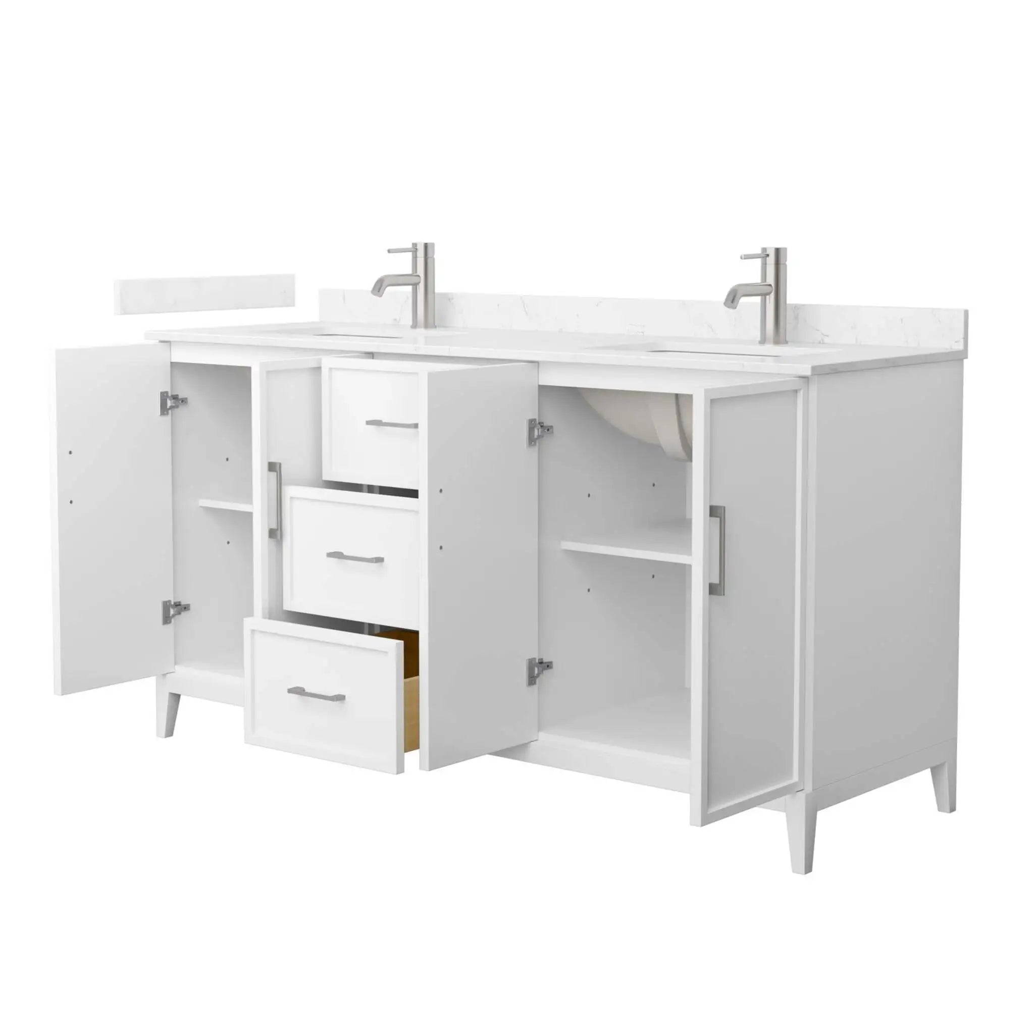 66" Elan Double Bathroom Vanity in White with Brushed Nickel Trim by Wyndham