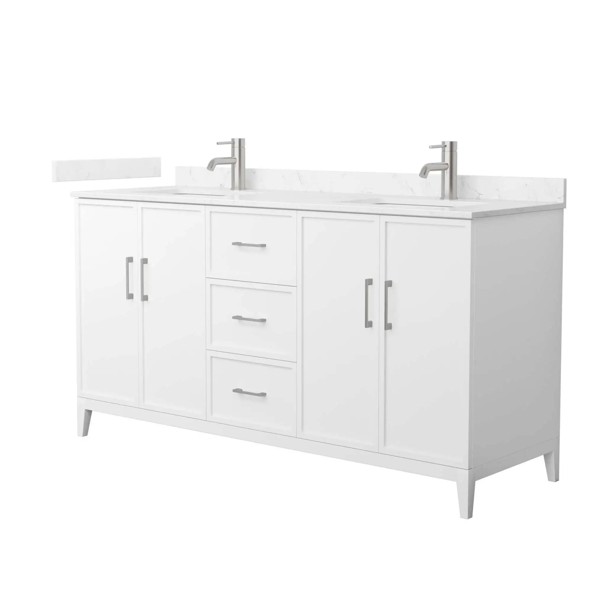 66" Elan Double Bathroom Vanity in White with Brushed Nickel Trim by Wyndham
