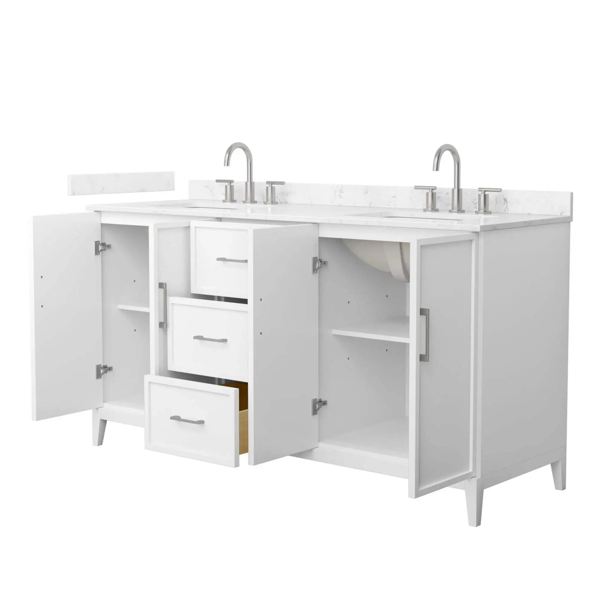 66" Elan Double Bathroom Vanity in White with Brushed Nickel Trim by Wyndham