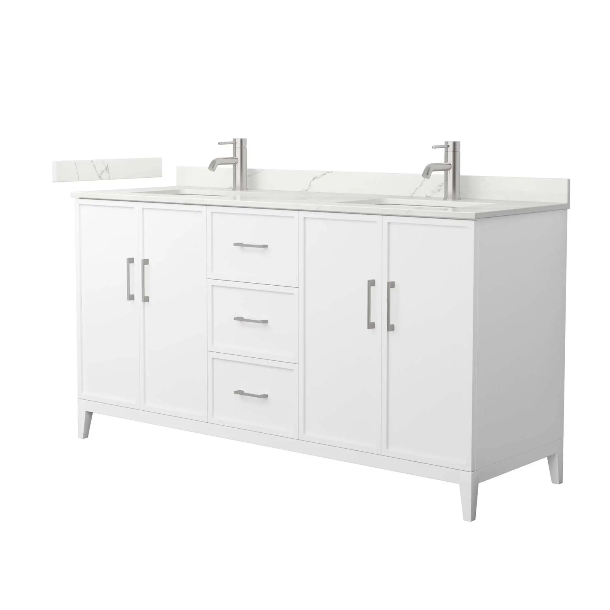 66" Elan Double Bathroom Vanity in White with Brushed Nickel Trim by Wyndham