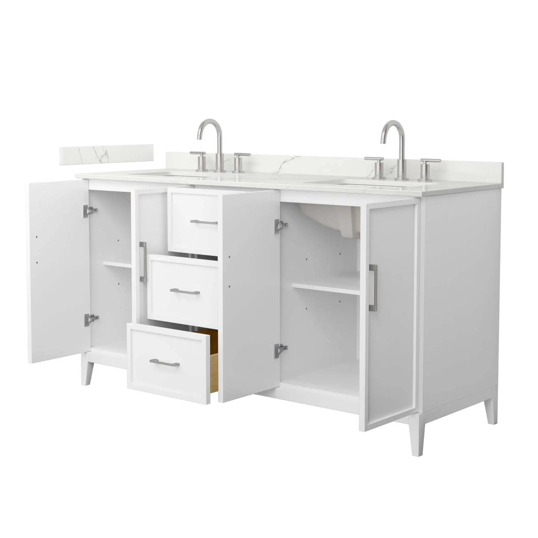 66" Elan Double Bathroom Vanity in White with Brushed Nickel Trim by Wyndham