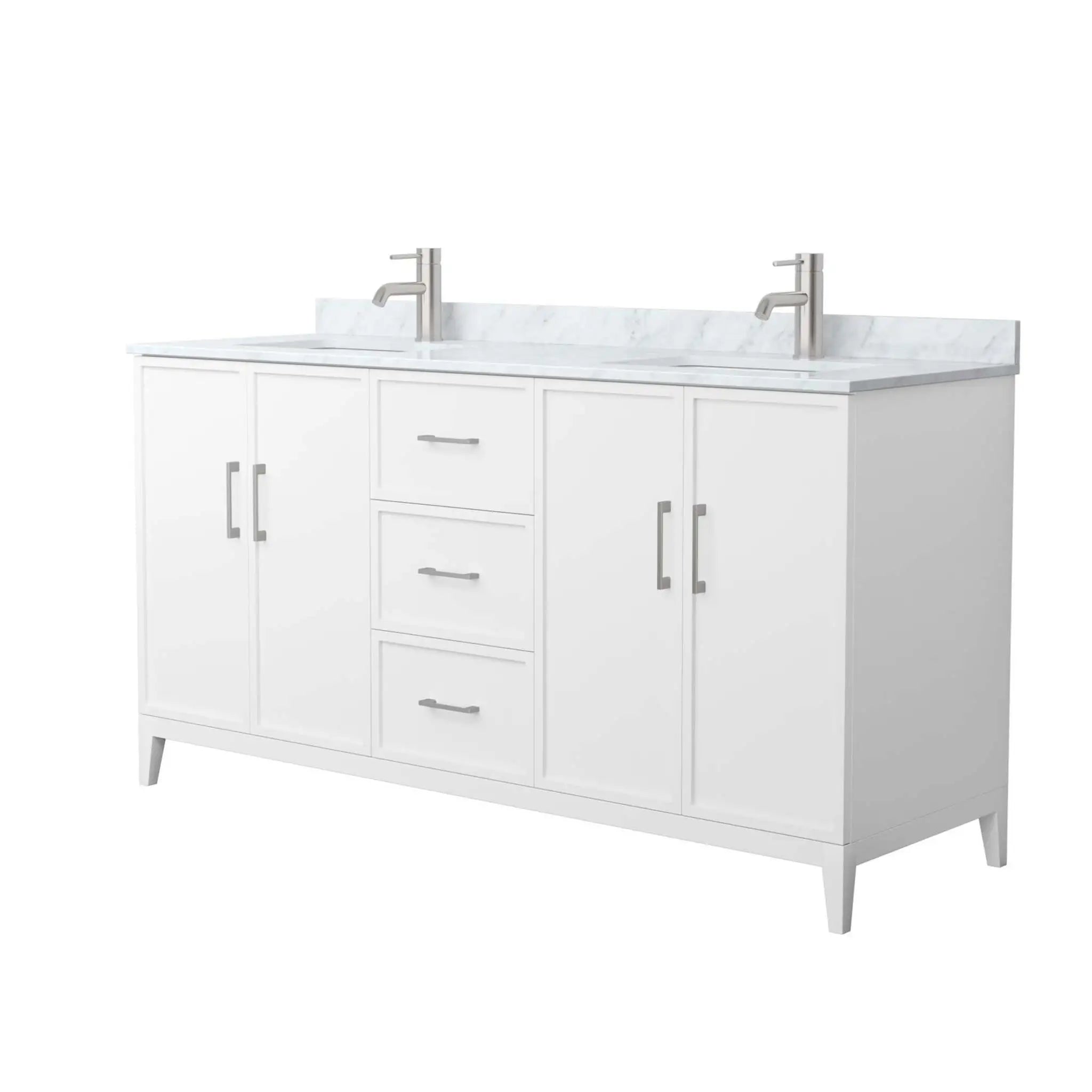 66" Elan Double Bathroom Vanity in White with Brushed Nickel Trim by Wyndham