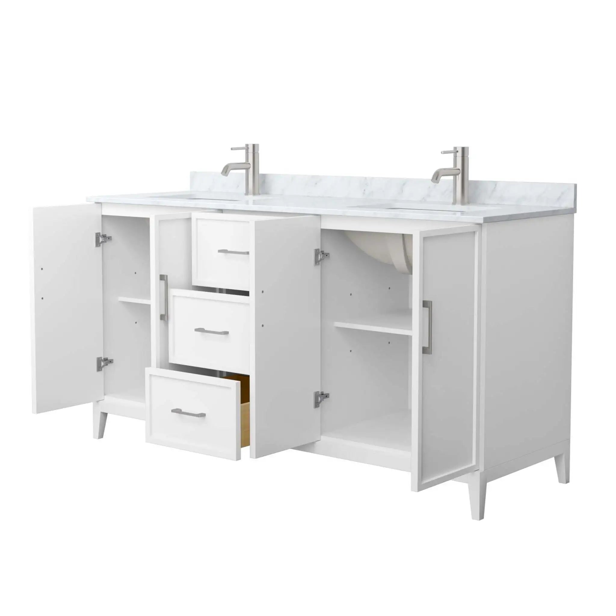 66" Elan Double Bathroom Vanity in White with Brushed Nickel Trim by Wyndham