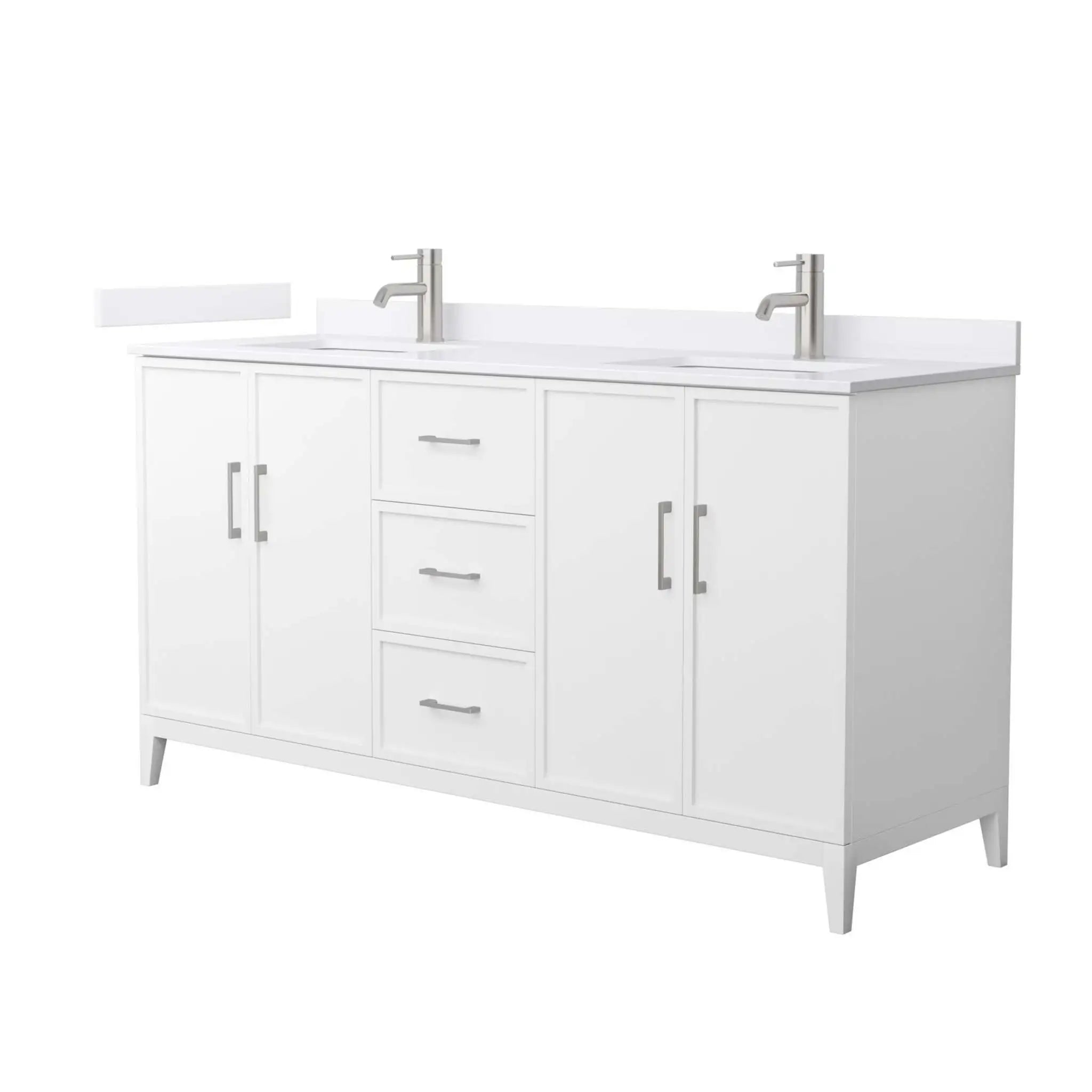 66" Elan Double Bathroom Vanity in White with Brushed Nickel Trim by Wyndham