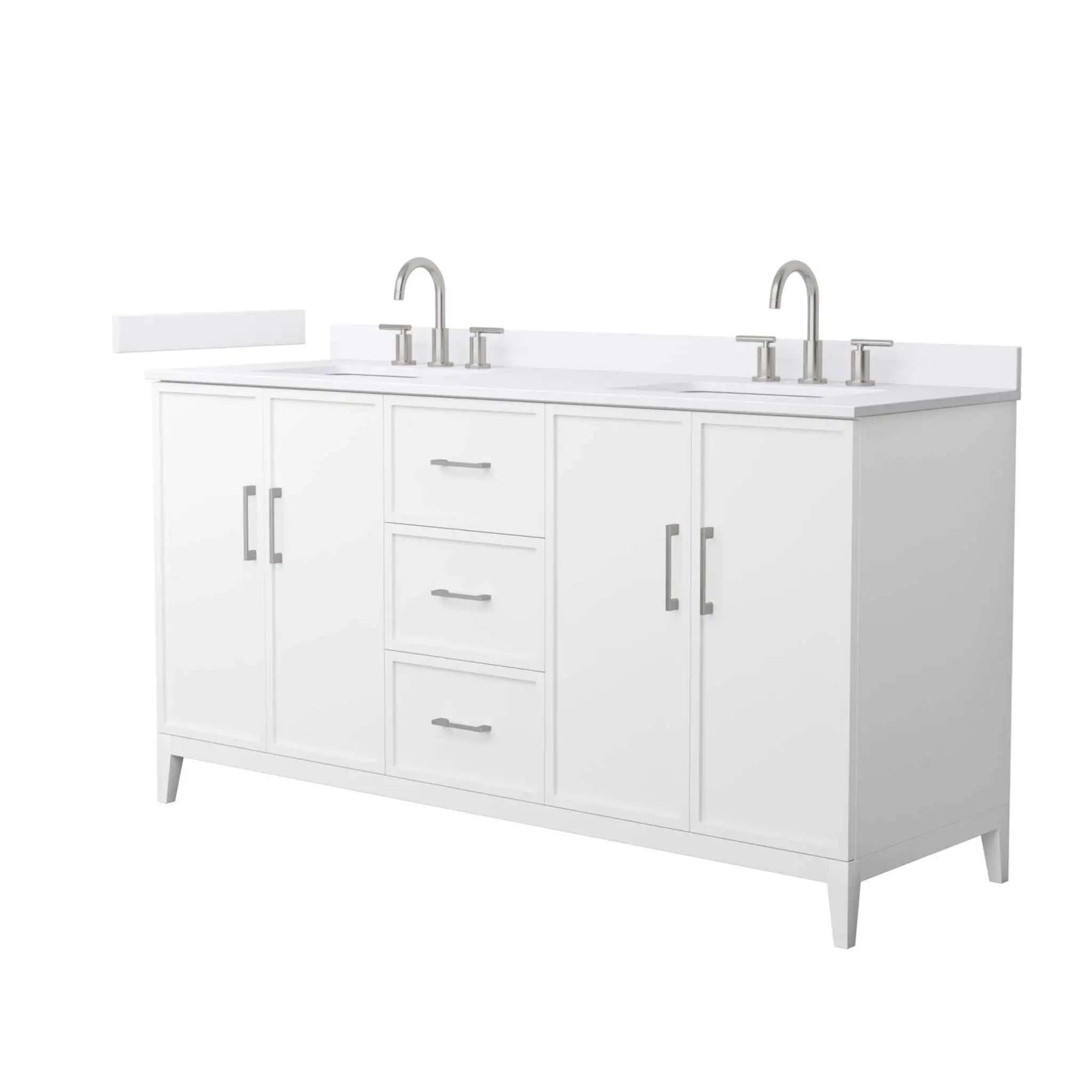 66" Elan Double Bathroom Vanity in White with Brushed Nickel Trim by Wyndham