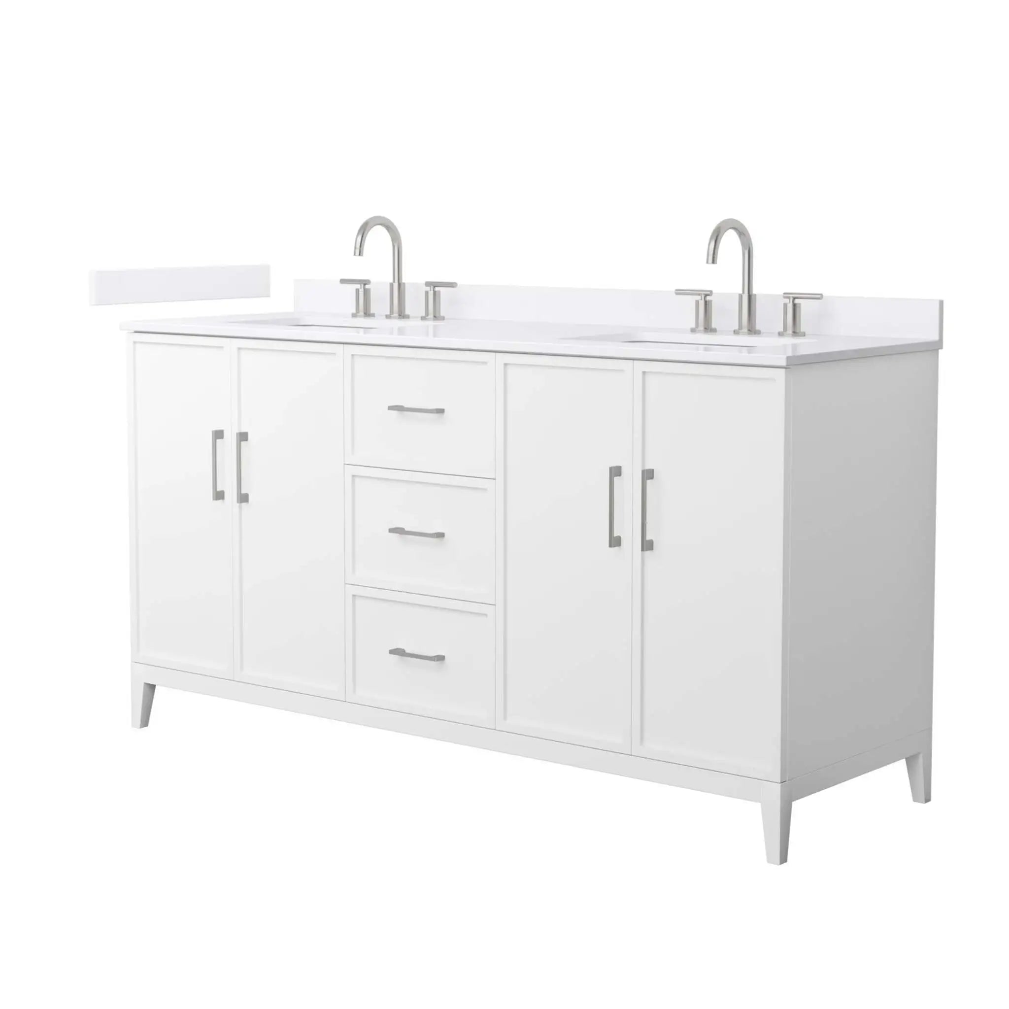 66" Elan Double Bathroom Vanity in White with Brushed Nickel Trim by Wyndham