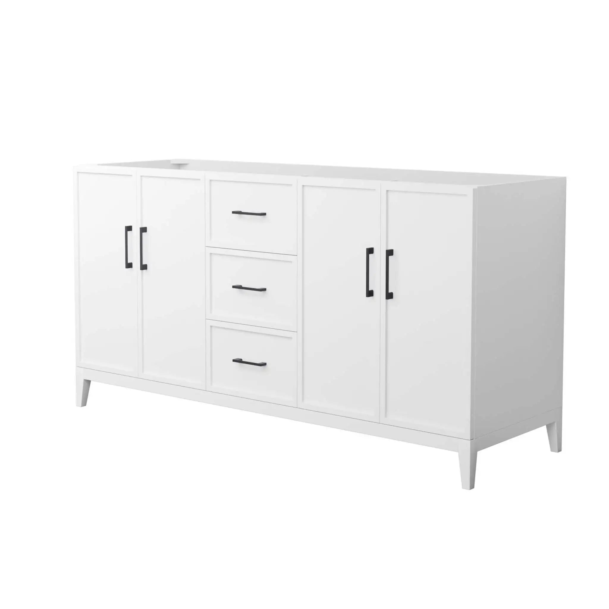 66" Elan Double Bathroom Vanity in White with Matte Black Trim by Wyndham