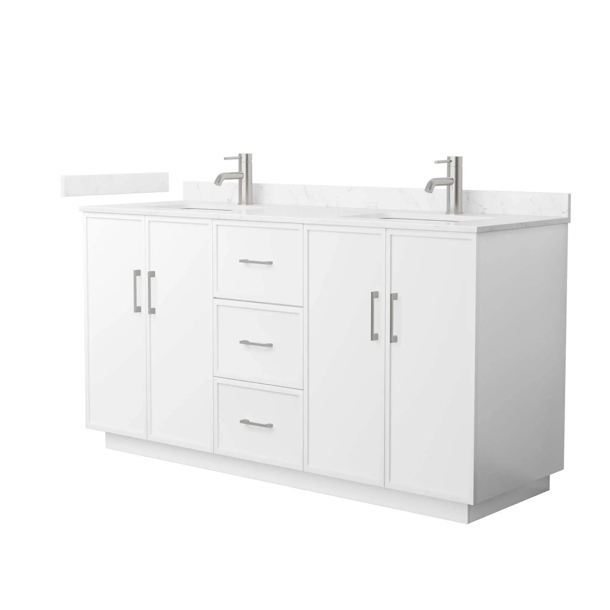 66" Elan TK Elan Double Bathroom Vanity with Toe Kick in White with Brushed Nickel Trim by Wyndham