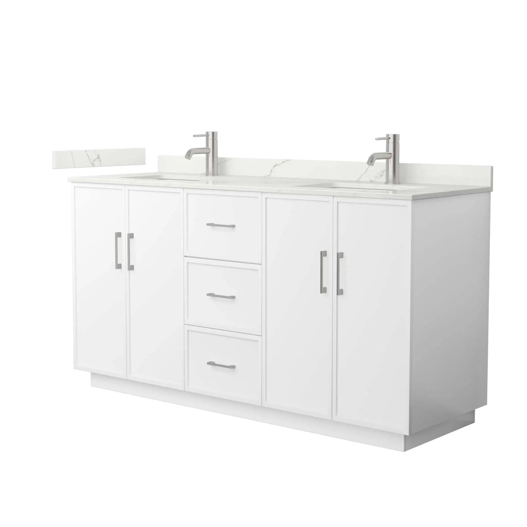 66" Elan TK Elan Double Bathroom Vanity with Toe Kick in White with Brushed Nickel Trim by Wyndham