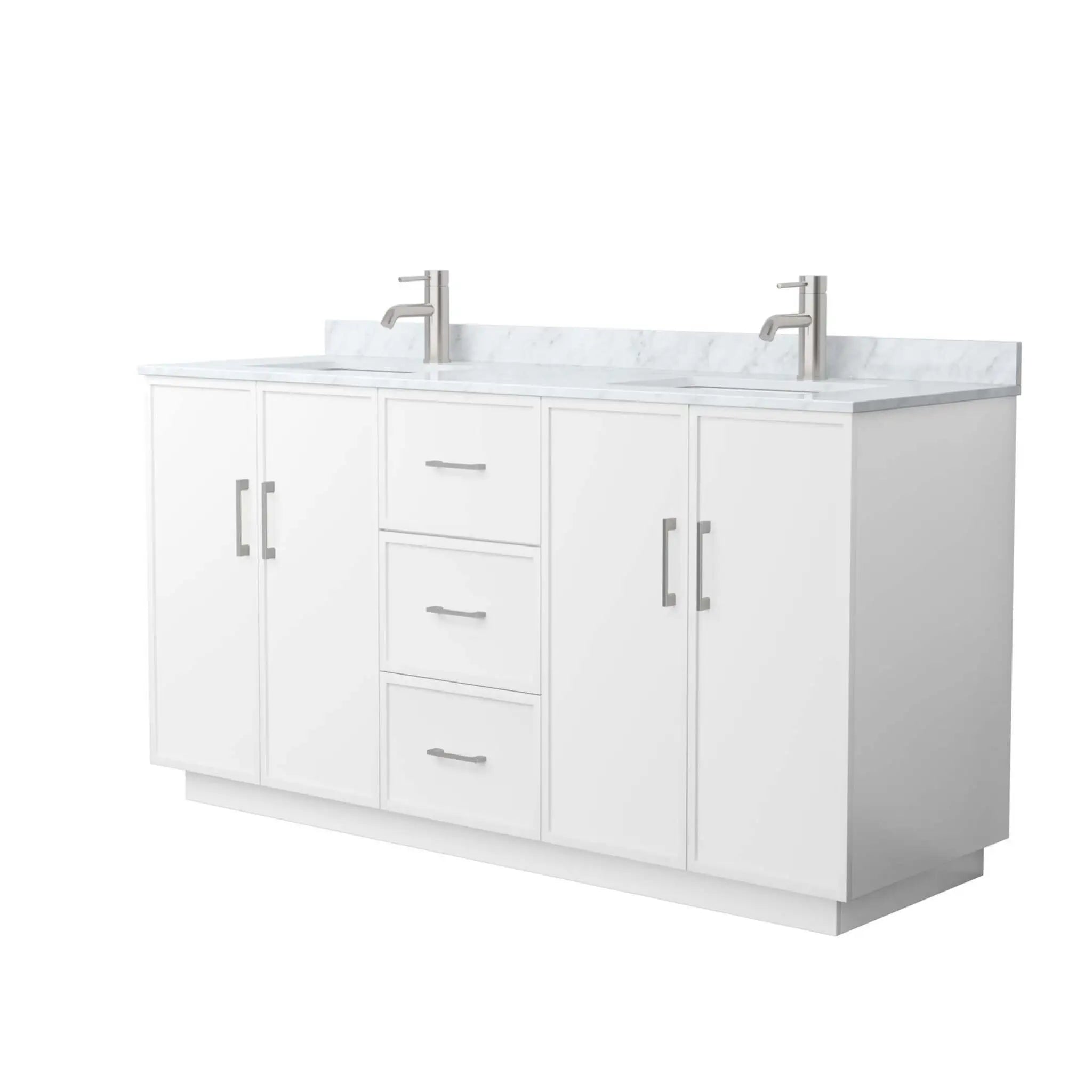 66" Elan TK Elan Double Bathroom Vanity with Toe Kick in White with Brushed Nickel Trim by Wyndham