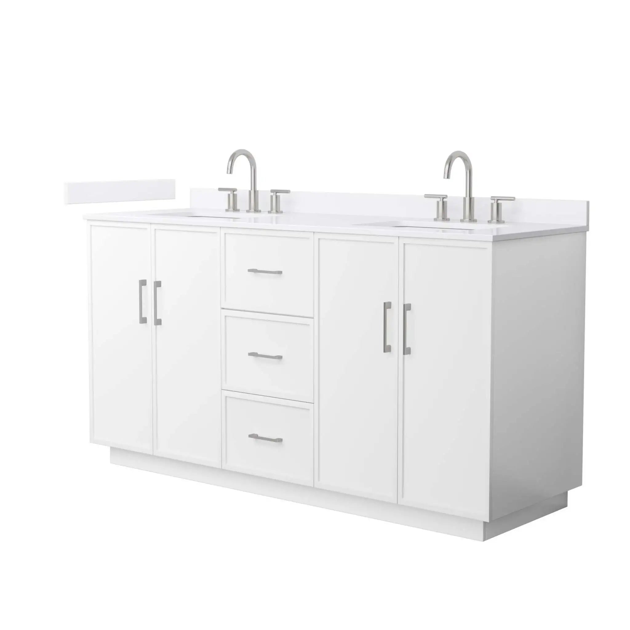 66" Elan TK Elan Double Bathroom Vanity with Toe Kick in White with Brushed Nickel Trim by Wyndham