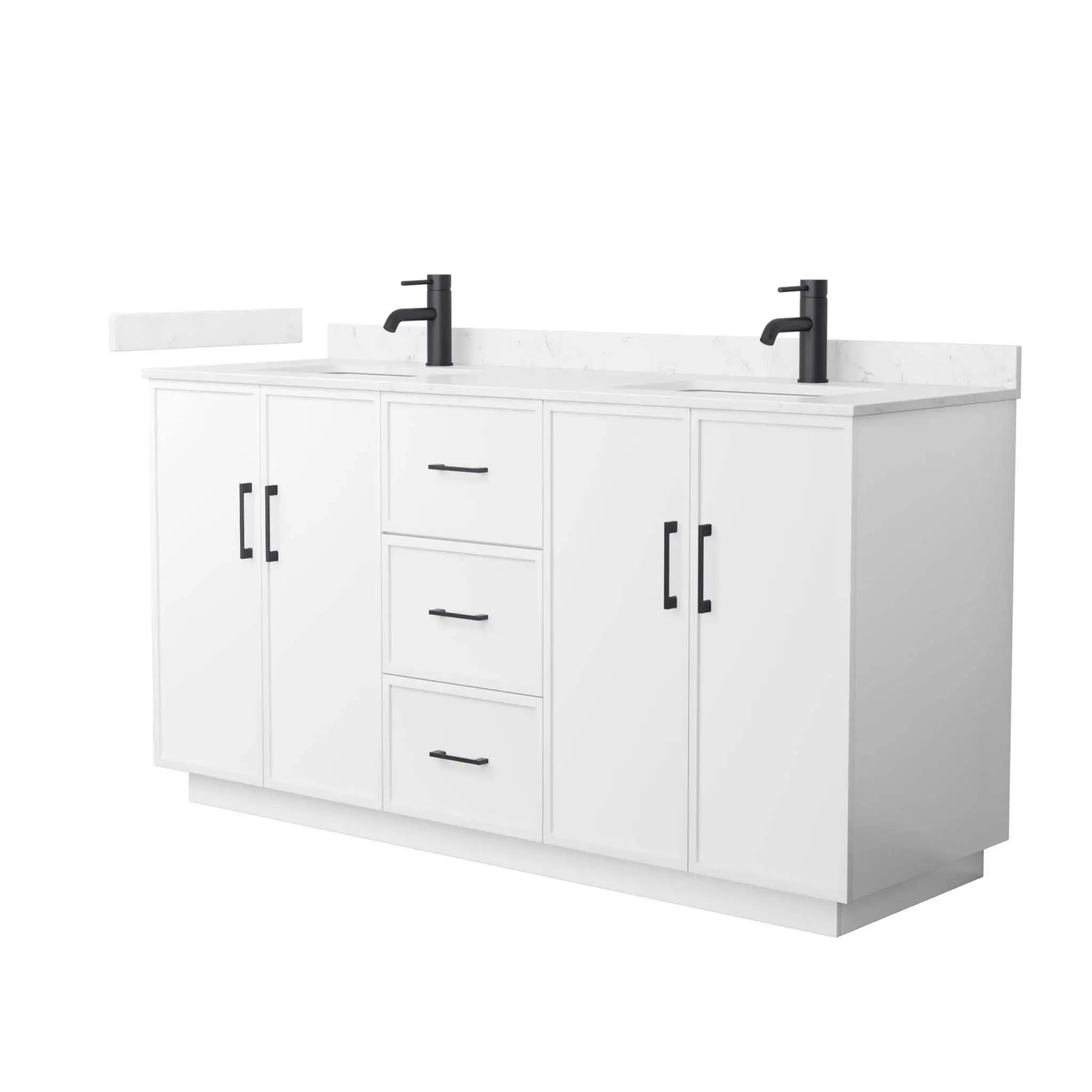 66" Elan TK Elan Double Bathroom Vanity with Toe Kick in White with Matte Black Trim by Wyndham