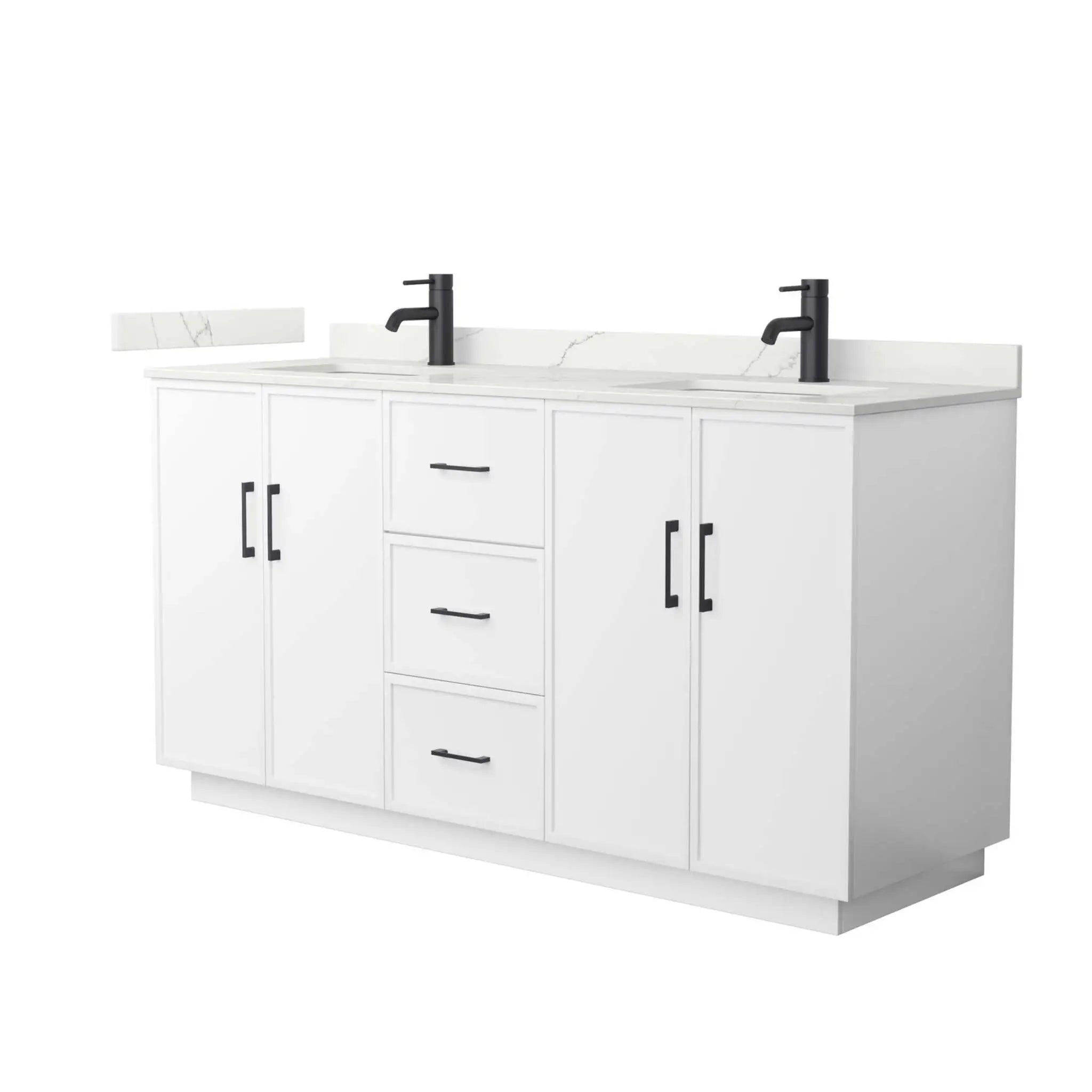 66" Elan TK Elan Double Bathroom Vanity with Toe Kick in White with Matte Black Trim by Wyndham