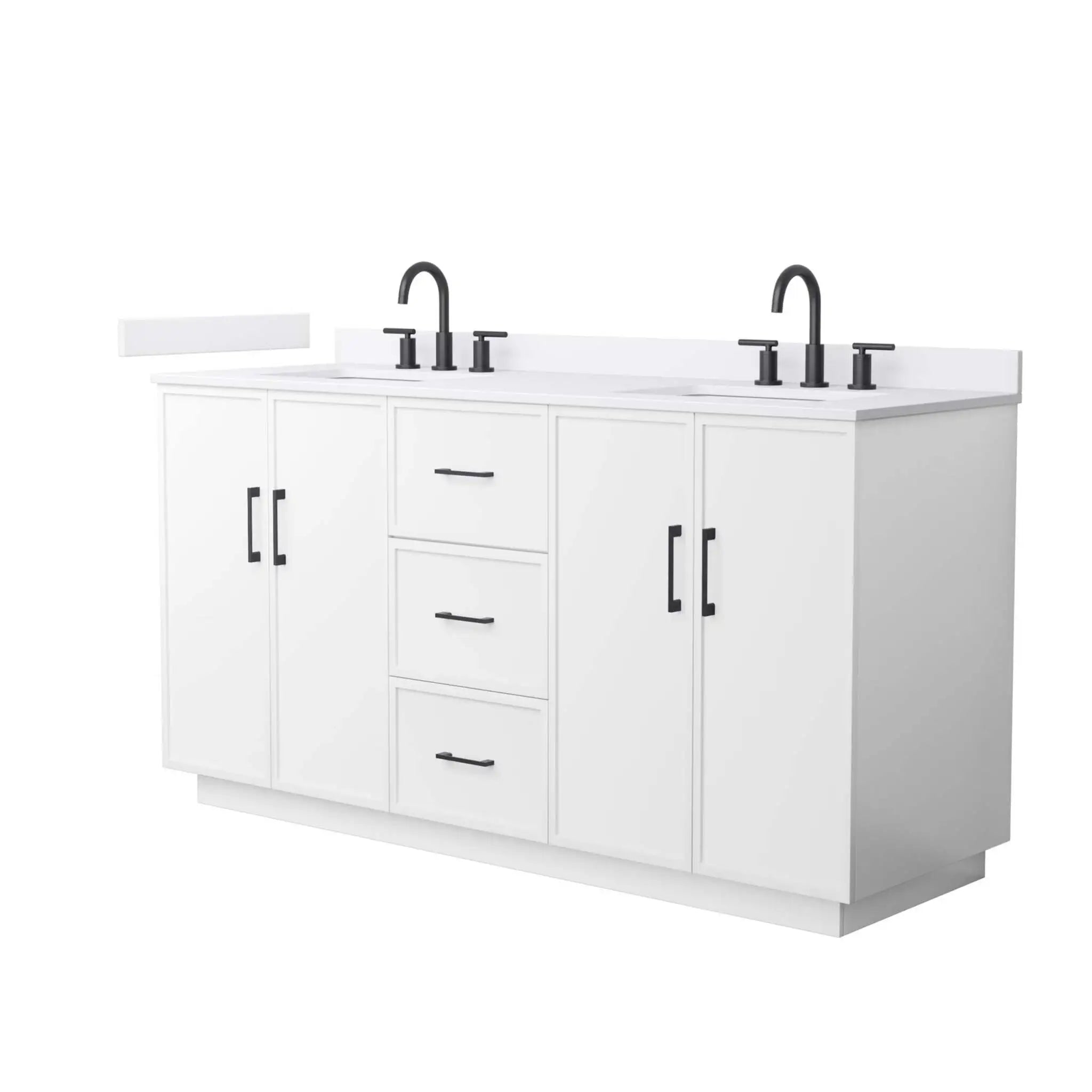 66" Elan TK Elan Double Bathroom Vanity with Toe Kick in White with Matte Black Trim by Wyndham