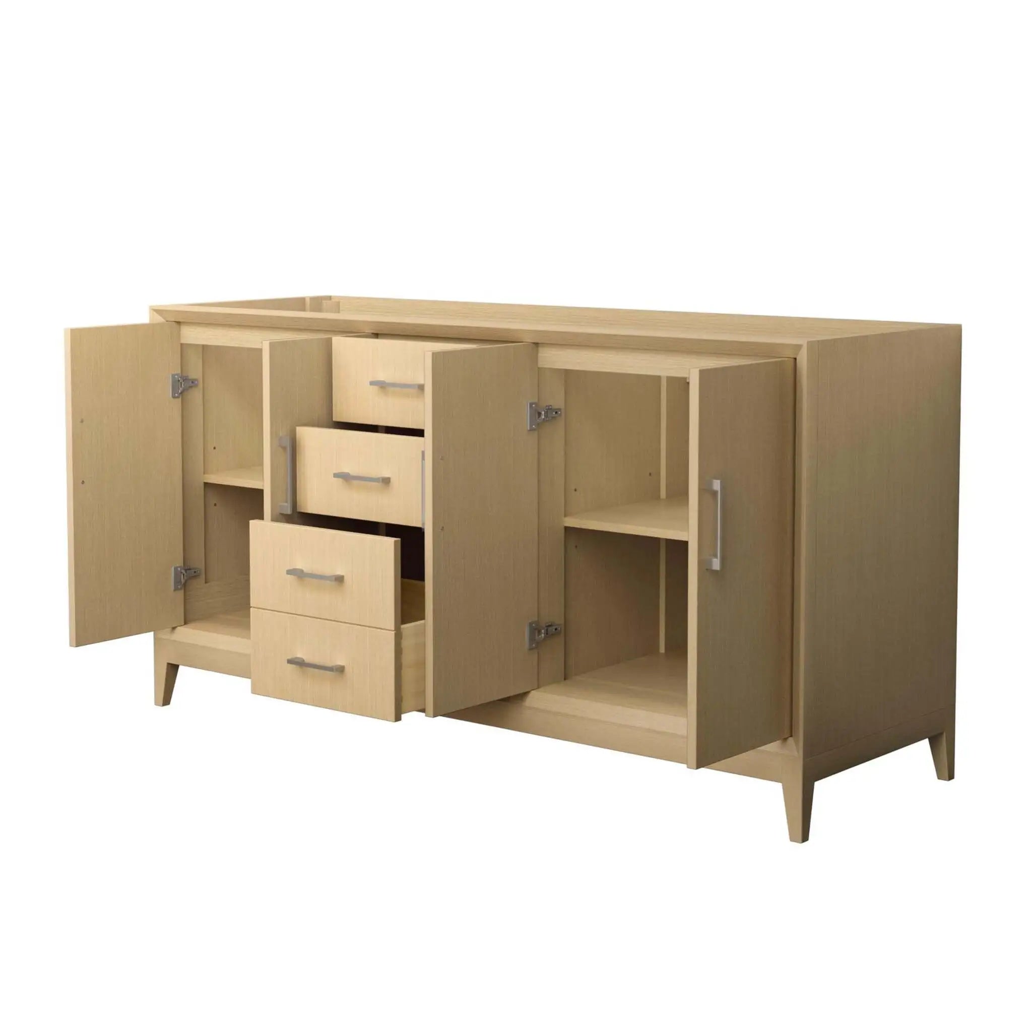 66" Janna Double Bathroom Vanity in White Oak with Brushed Nickel Trim by Wyndham