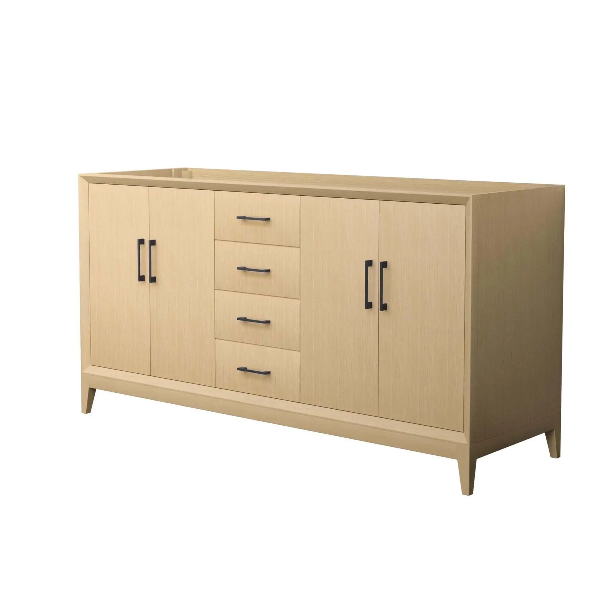 66" Janna Double Bathroom Vanity in White Oak with Matte Black Trim by Wyndham
