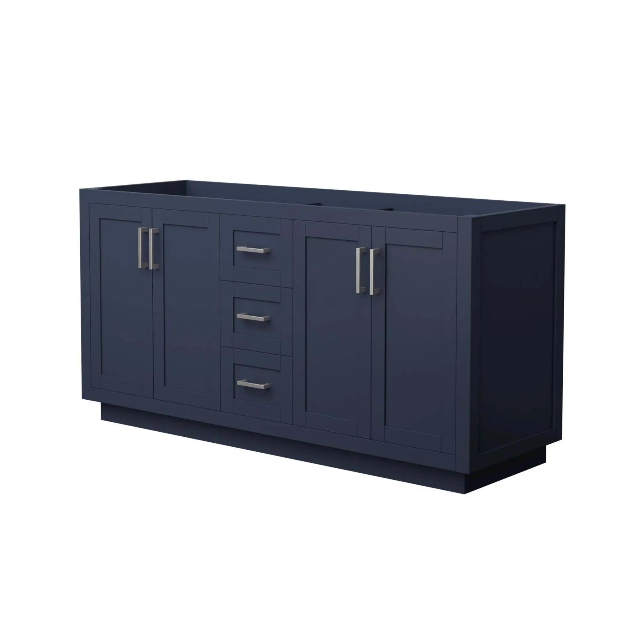 66" Miranda Double Bathroom Vanity in Dark Blue with Brushed Nickel Trim by Wyndham