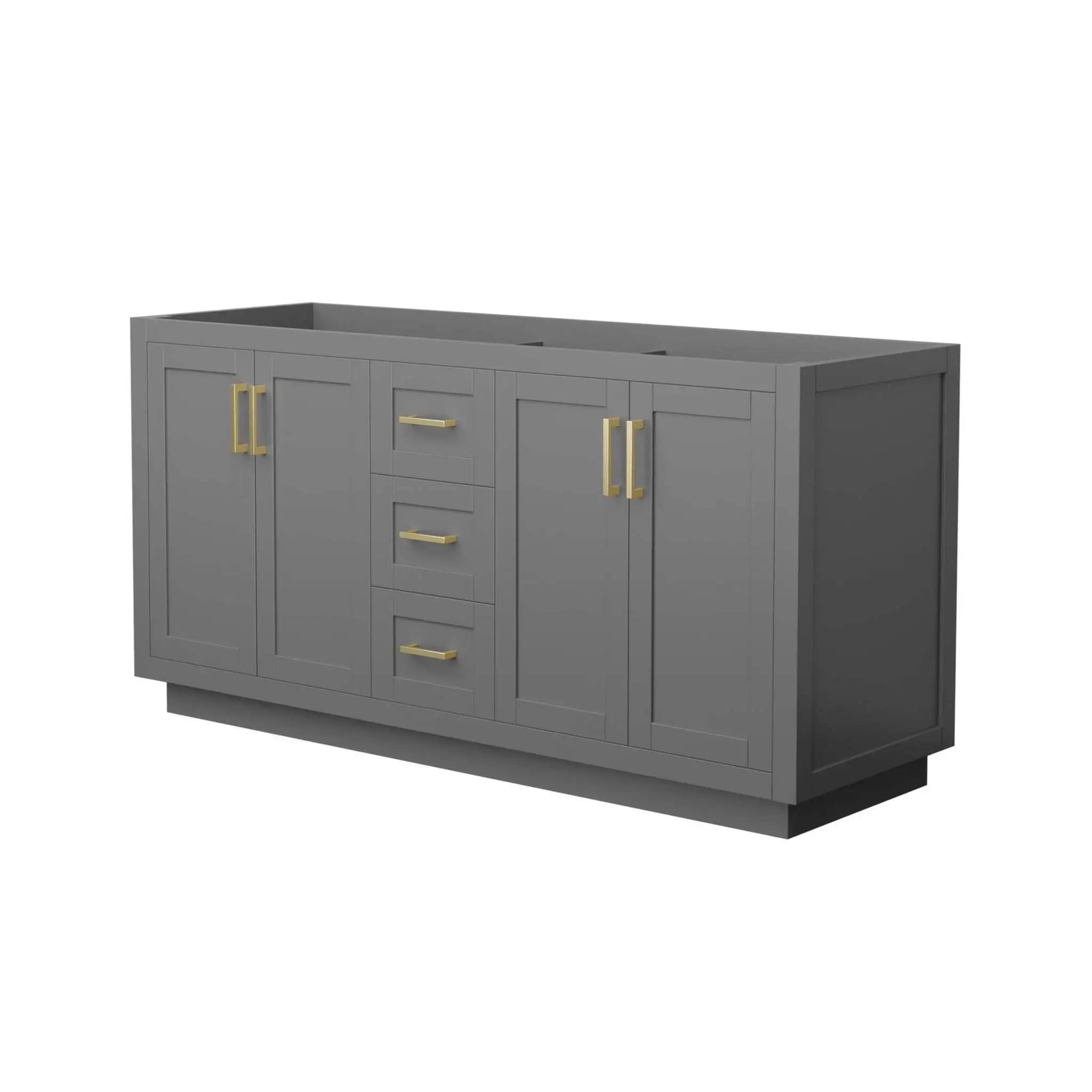 66" Miranda Double Bathroom Vanity in Dark Gray with Brushed Gold Trim by Wyndham